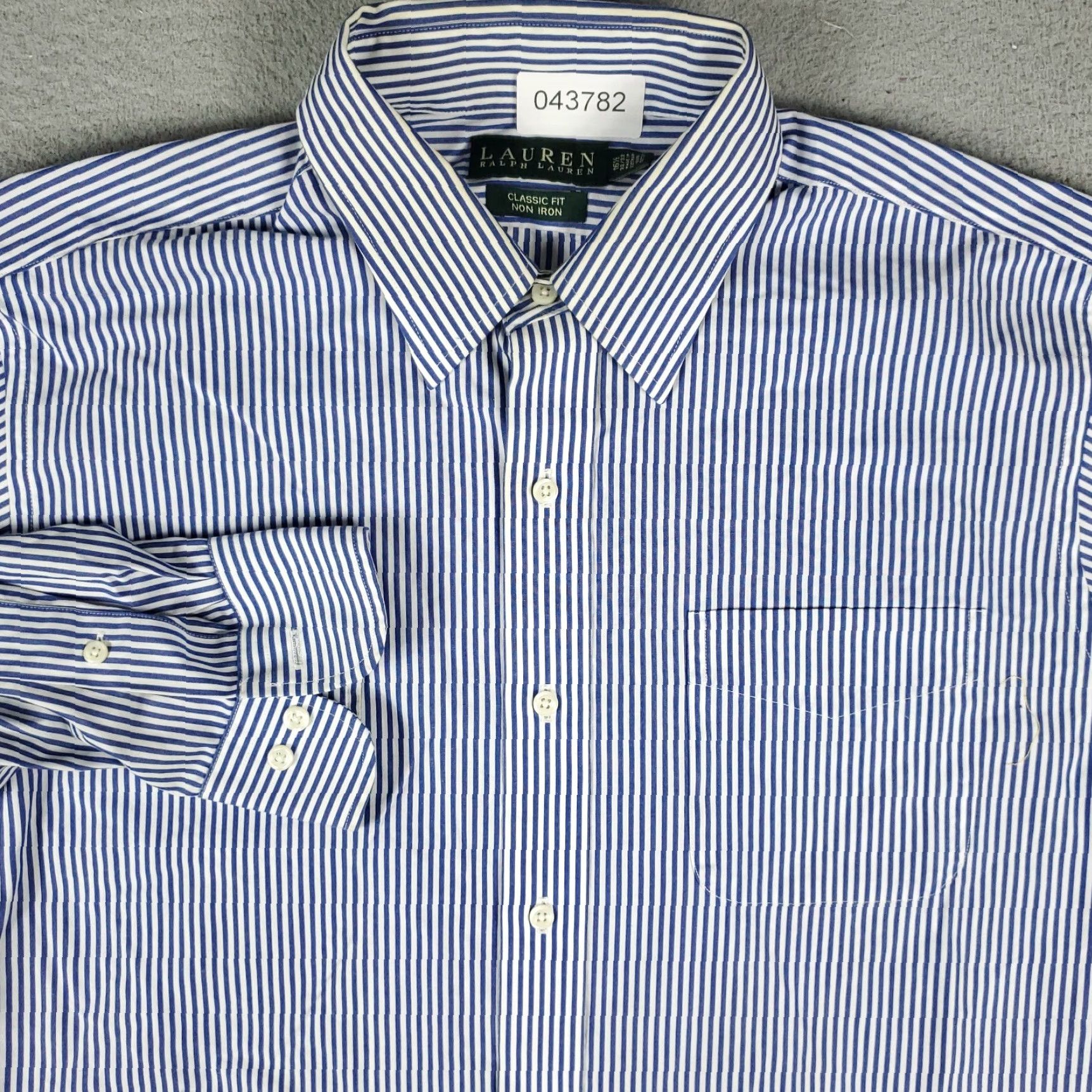 Ralph Lauren Ralph Lauren Dress Shirt Mens 16.5 Blue Striped Long Sleeve Button-Down Regular Fit Non-Iron Size 42R - 2 Thumbnail