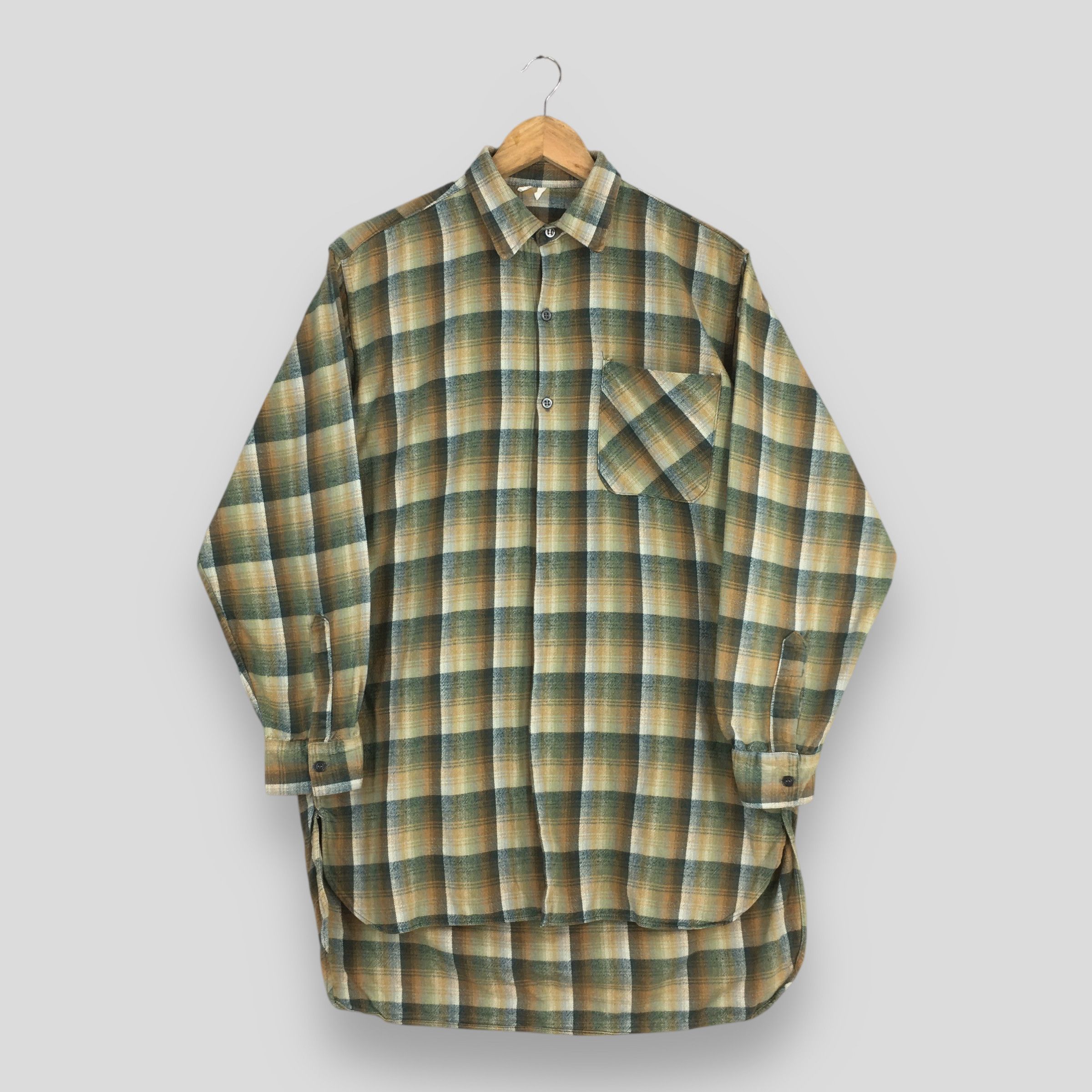 Vintage Vintage 80s Tartan Checkered Extra Long 3 Button Shirt Size US M / EU 48-50 / 2 - 1 Thumbnail