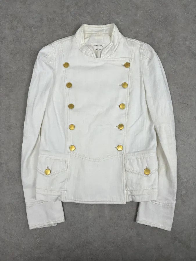 Isabel Marant Isabel Marant Étoile Cream White Officer Napoleon Denim Jacket Size S / US 4 / IT 40 - 1 Thumbnail