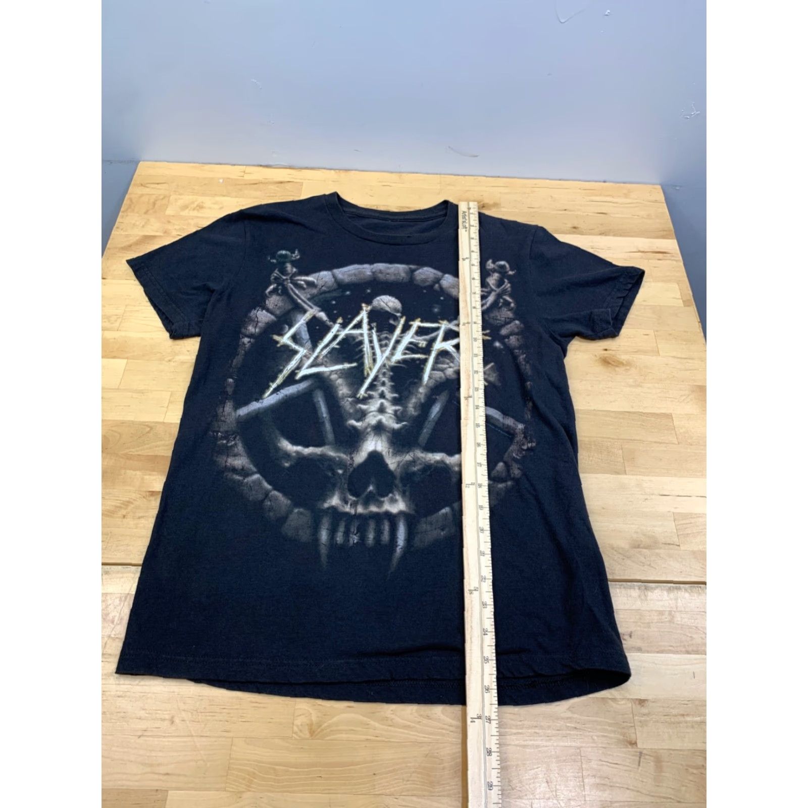 Vintage Slayer Divine Intervention T-Shirt 2014 20th Anniversary Mens S Black Cotton Short Sleeve Crew Neck Graphic Print Delta Ringspun 11087 Size US S / EU 44-46 / 1 - 5 Thumbnail
