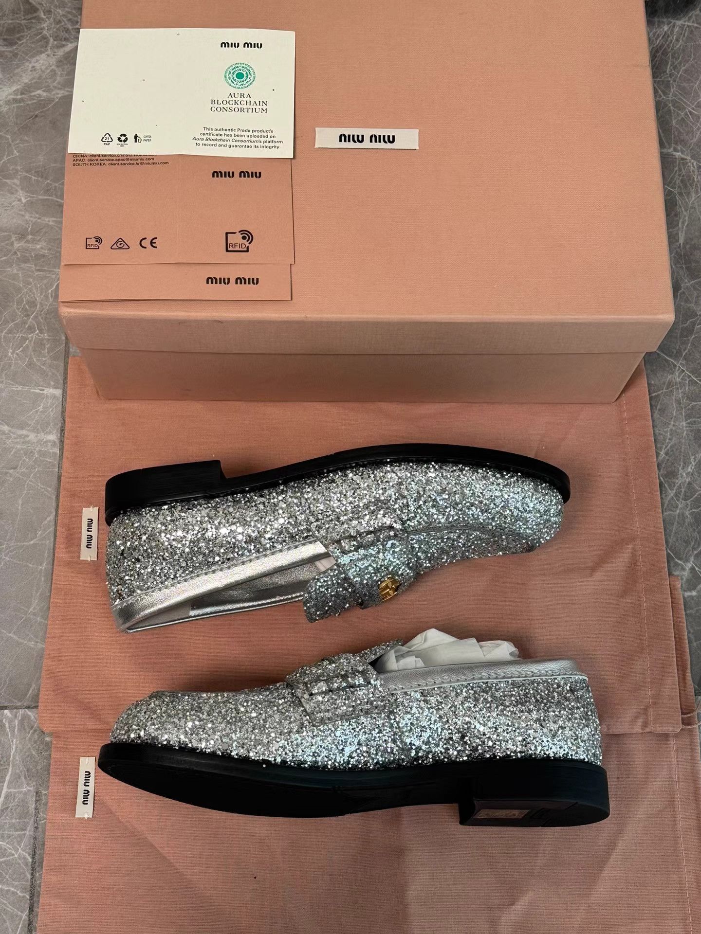 Miu Miu MiuMiu Sequin Penny Loafers K6 Size US 6 / IT 36 - 7 Thumbnail