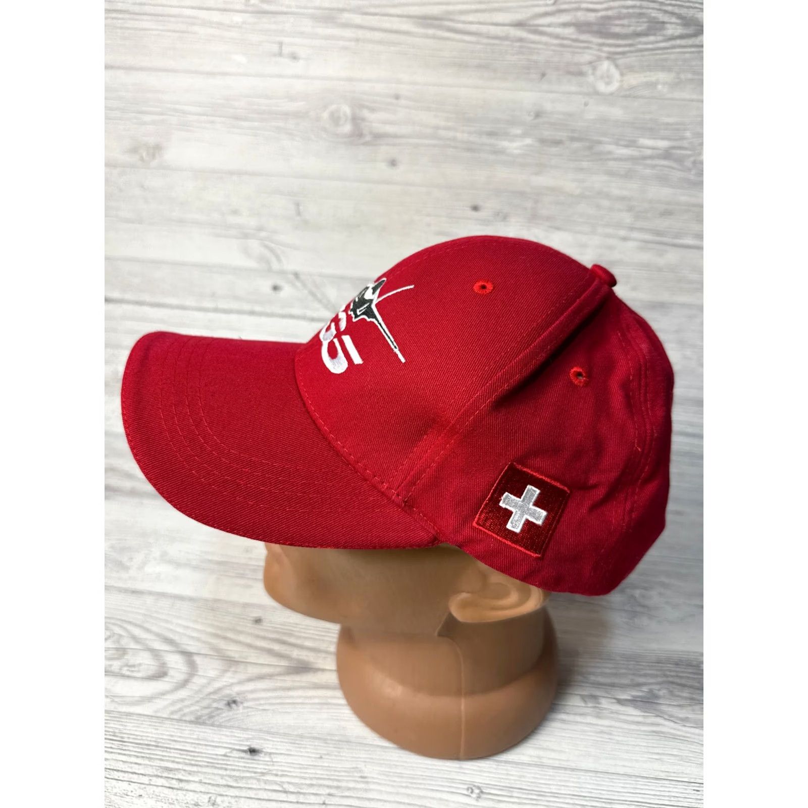 Vintage F35 Switzerland Flight Evaluation Payerne ab 2019 Red Baseball Cap Men One Size Cotton USA Shipping Cap aviation Size ONE SIZE - 3 Thumbnail