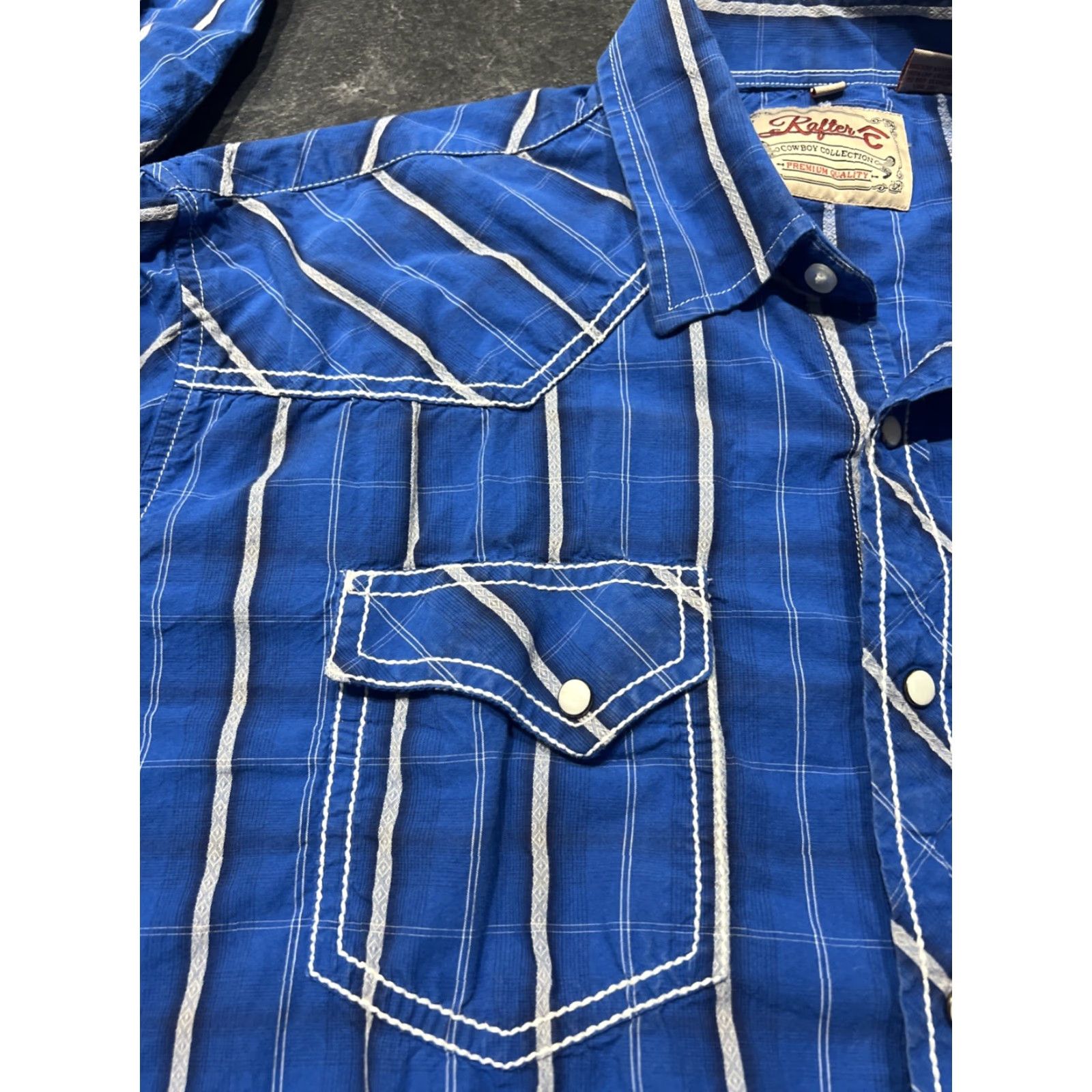 Vintage Rafter C Men’s Western Shirt Long Sleeve-Plaid Blue 2XL Cotton Casual Size US XXL / EU 58 / 5 - 4 Thumbnail