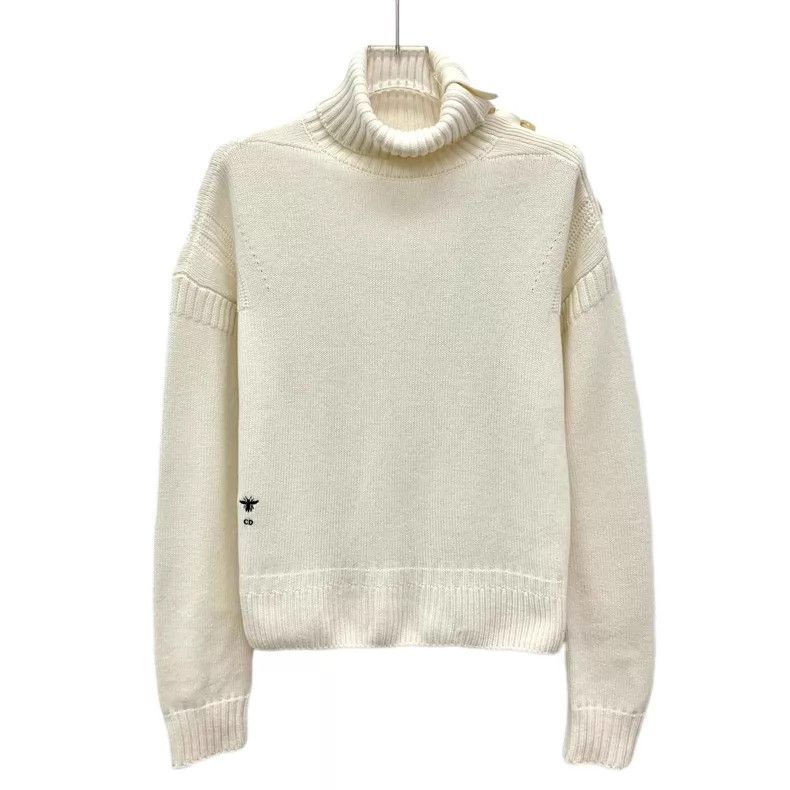 Dior Dior Beige bee embroidered cashmere turtleneck long-sleeve Size XS / US 0-2 / IT 36-38 - 1 Thumbnail
