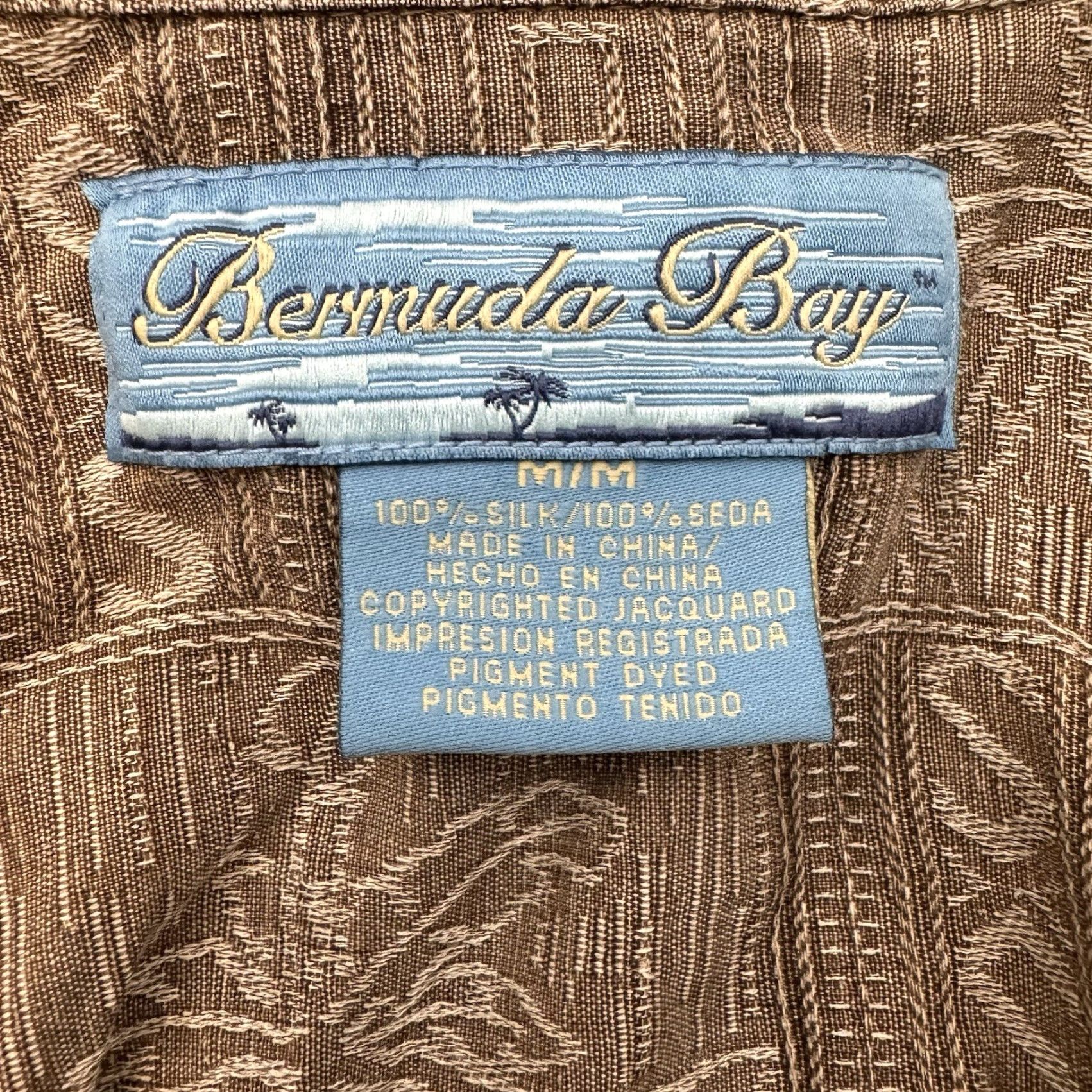 Vintage VINTAGE Bermuda Bay Silk Hawaiian Shirt Medium 2XL Beige Palm Trees 90s Short Sleeve Button-Up Size US XXL / EU 58 / 5 - 6 Thumbnail