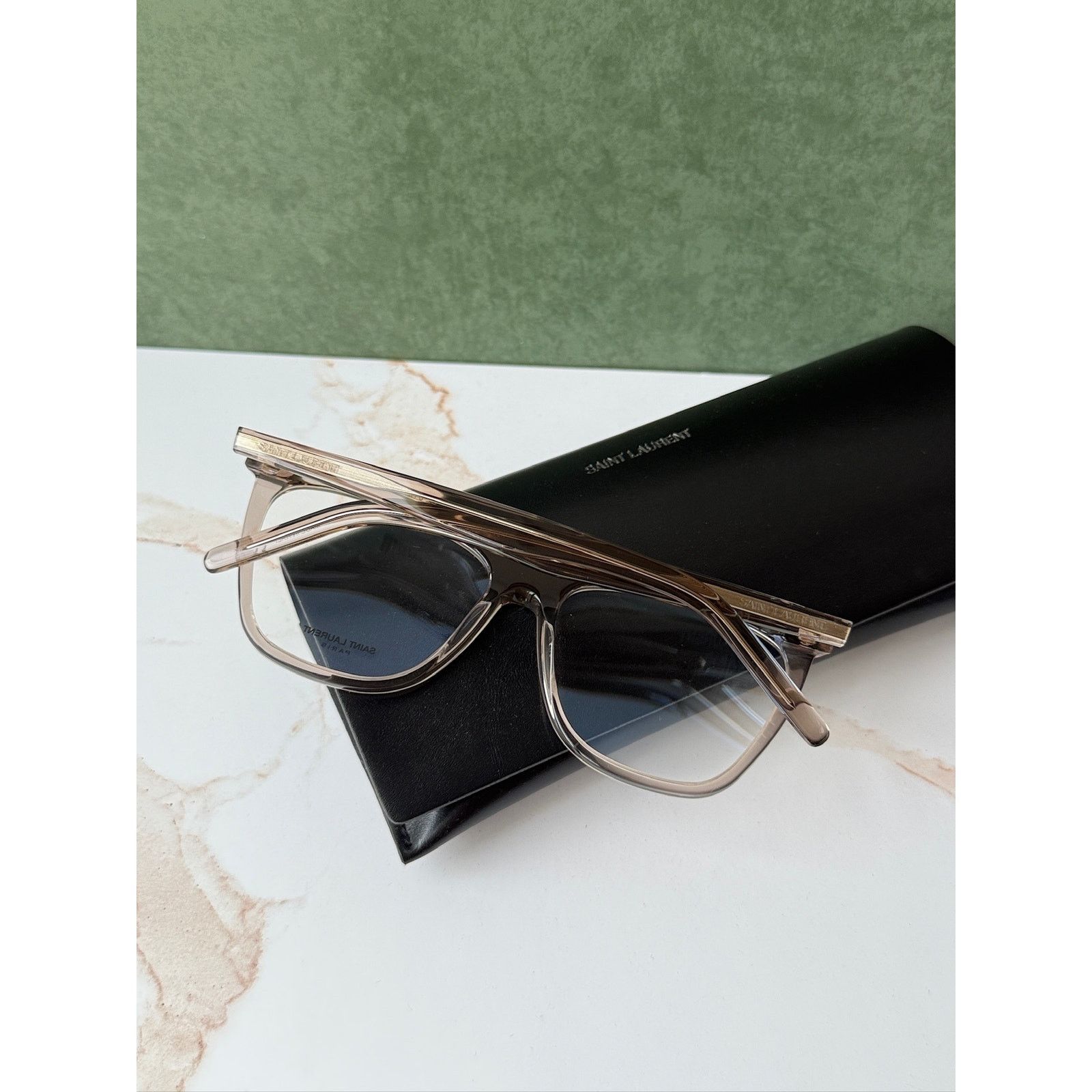 Saint Laurent Paris NEW Saint Laurent SL518 Transparent Beige Eyeglasses Frames Size ONE SIZE - 3 Thumbnail