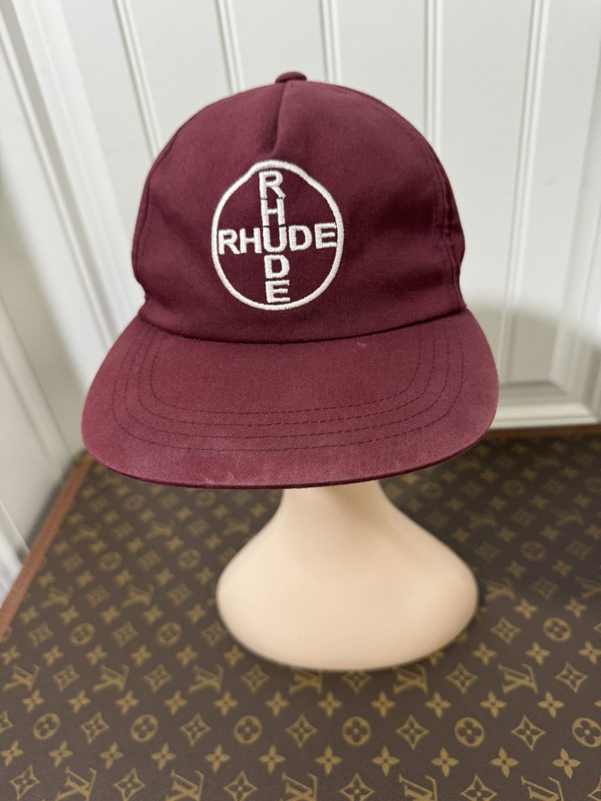 image of Rhude Burgundy Logo Hat, Men's