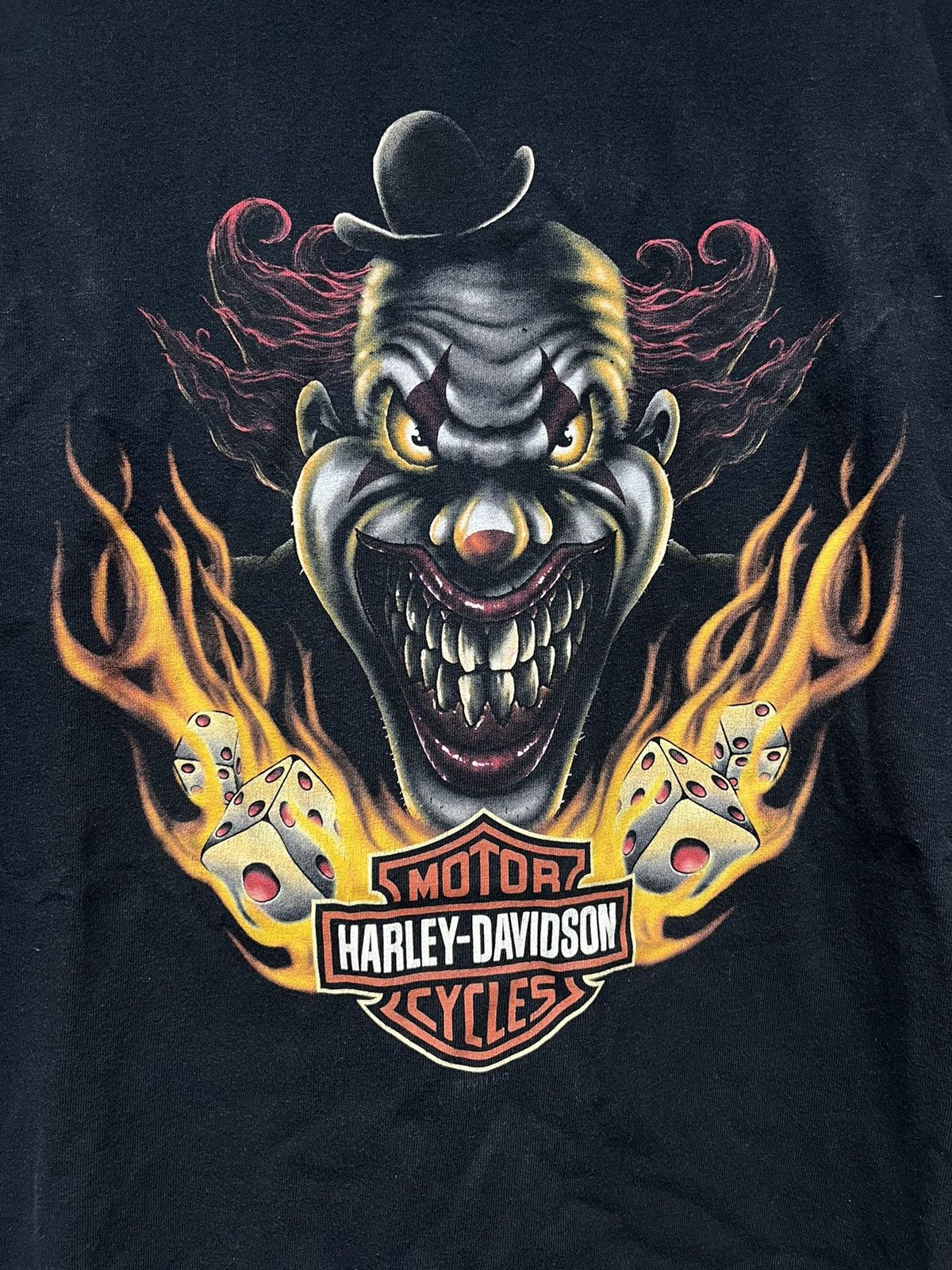 Harley Davidson Vintage Harley Davidson Flaming Dice Joker Clown Tshirt Size US L / EU 52-54 / 3 - 2 Thumbnail