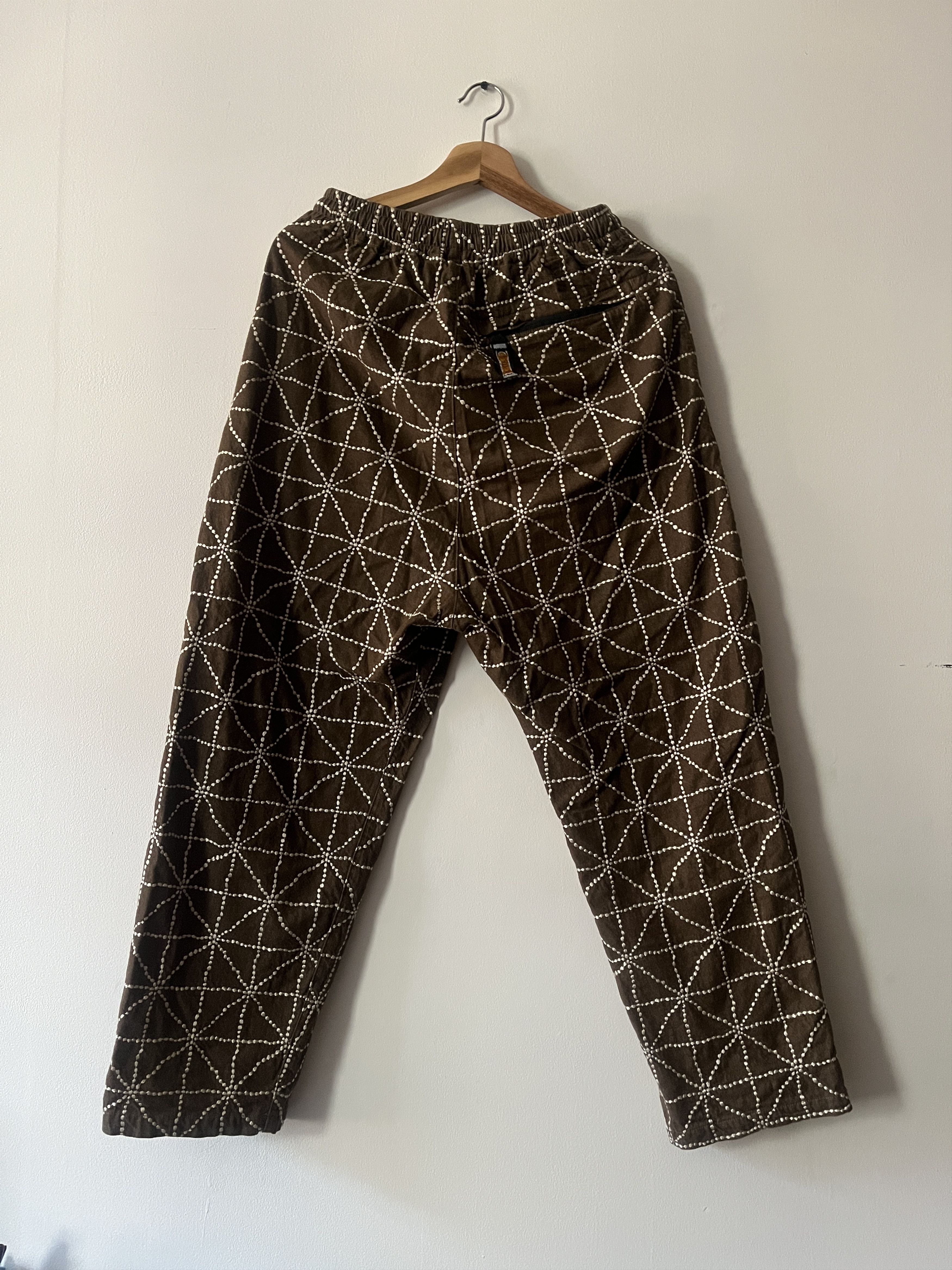 Kapital FOLK-DOJO SASHIKO EASY PANTS (BROWN) Size US 32 / EU 48 - 2 Thumbnail