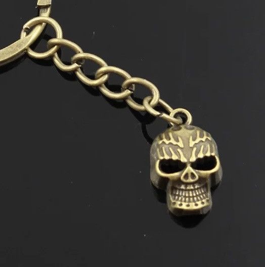 Vintage Retro Flame Head Skull Keychain Size ONE SIZE - 3 Thumbnail