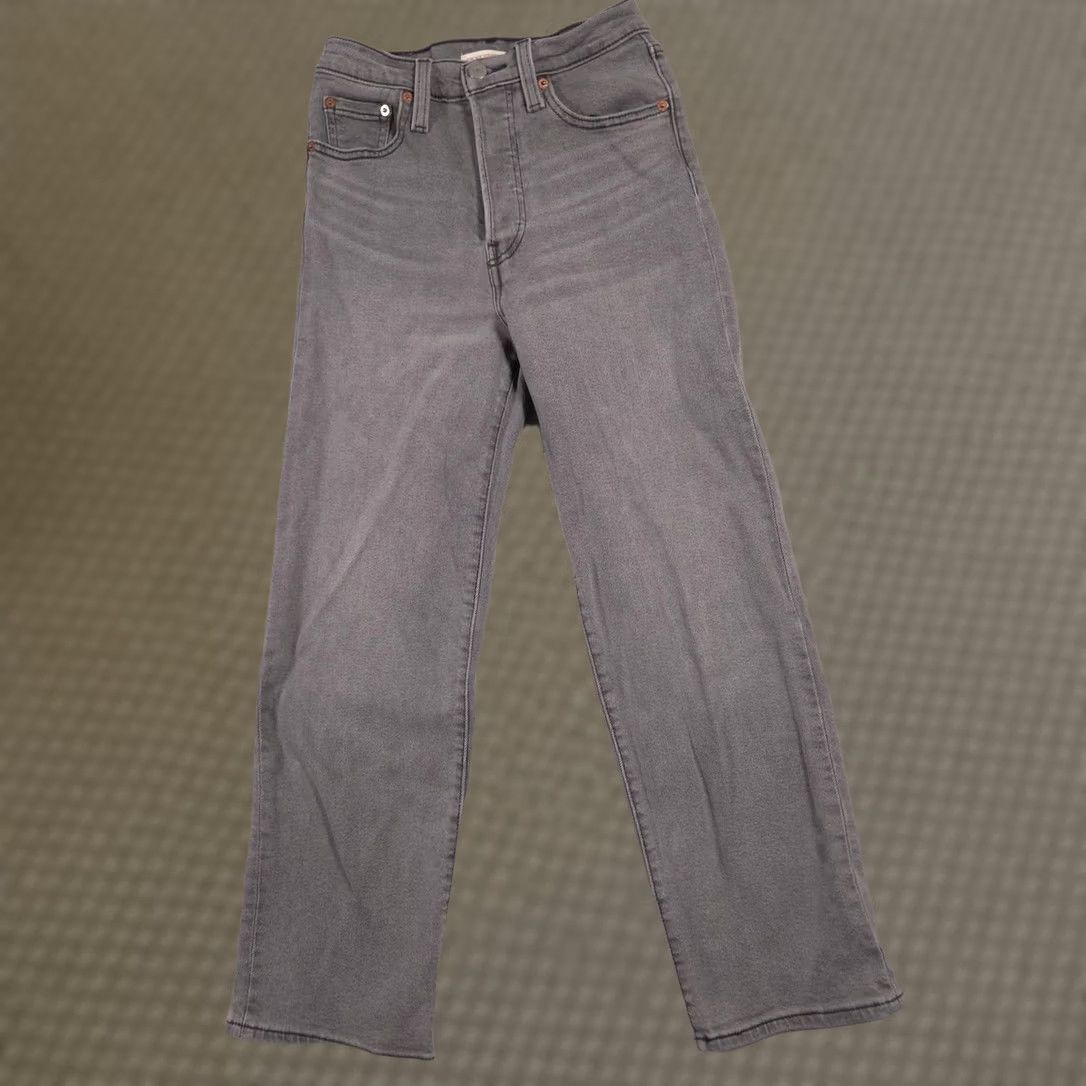 Levi's Levi's Ribcage Straight Ankle Jeans Womens 24 Gray High Rise Stretch Denim Jeans Size 42" / US 20 - 1 Thumbnail