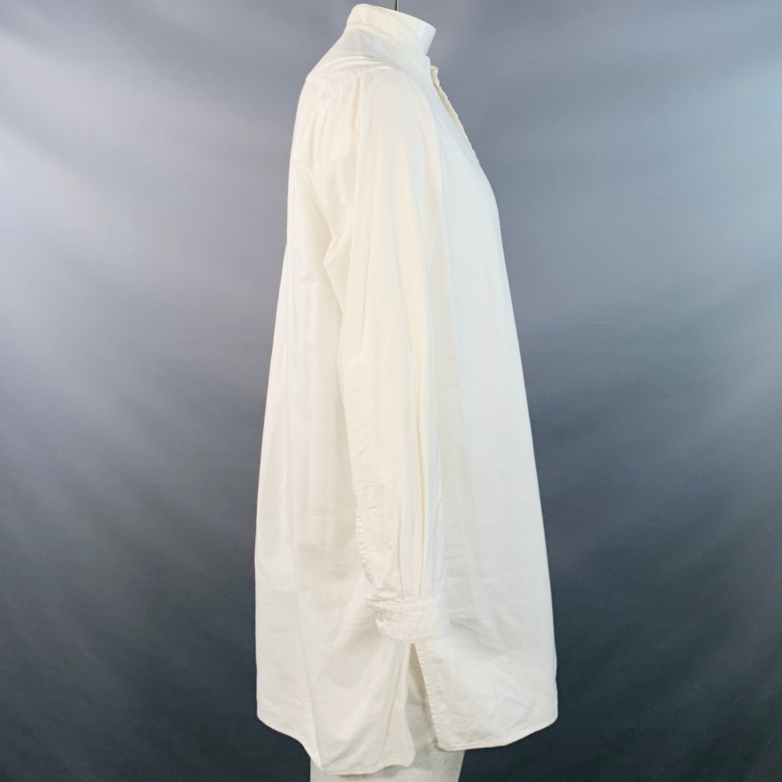 Other L White Cotton Half Placket One Pocket Long Sleeve Shirt Size US L / EU 52-54 / 3 - 3 Thumbnail