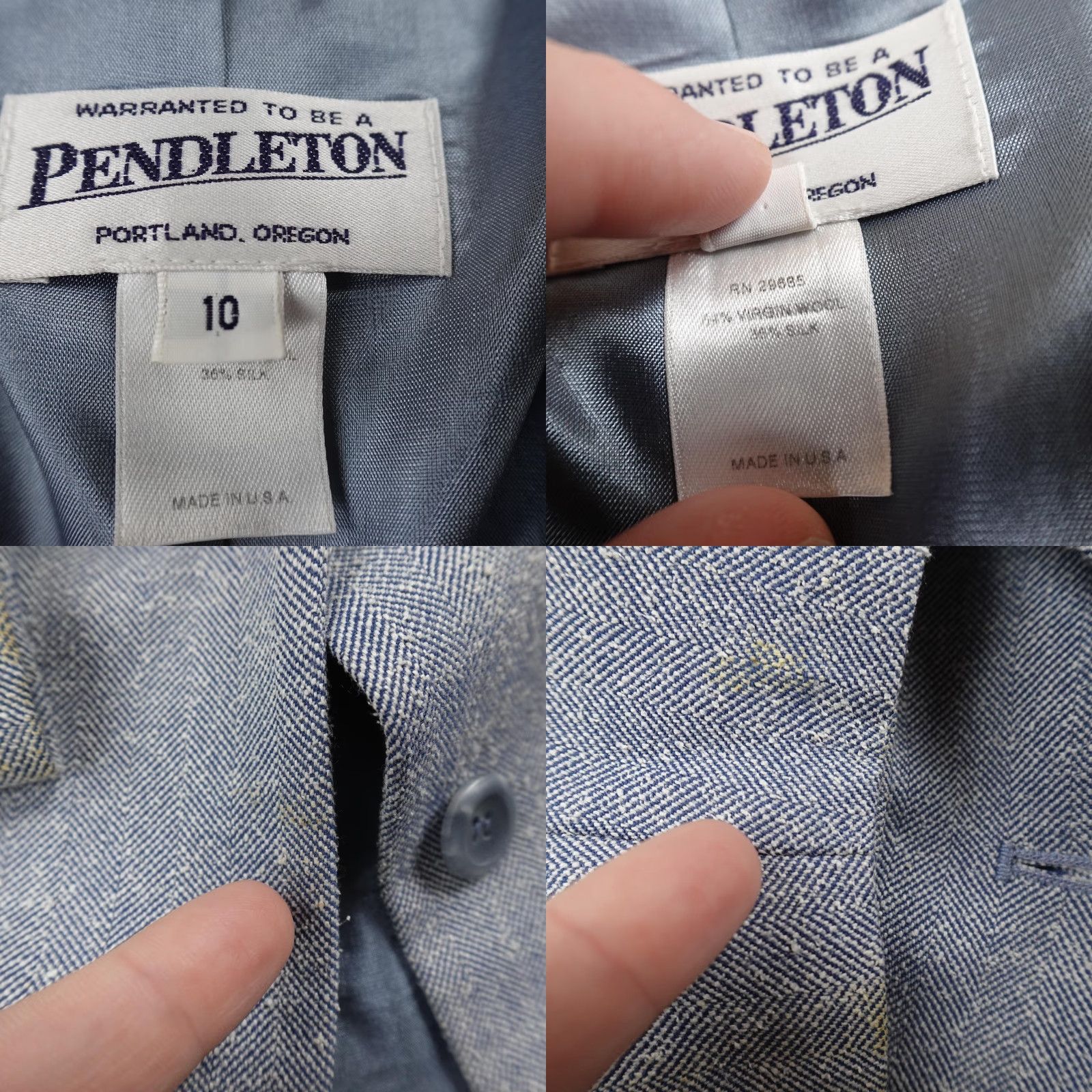 Pendleton VINTAGE Pendleton Suit Womens 10 Blue Wool Silk Herringbone Skirt Jacket Set USA Size 32" / US 10 / IT 46 - 9 Thumbnail