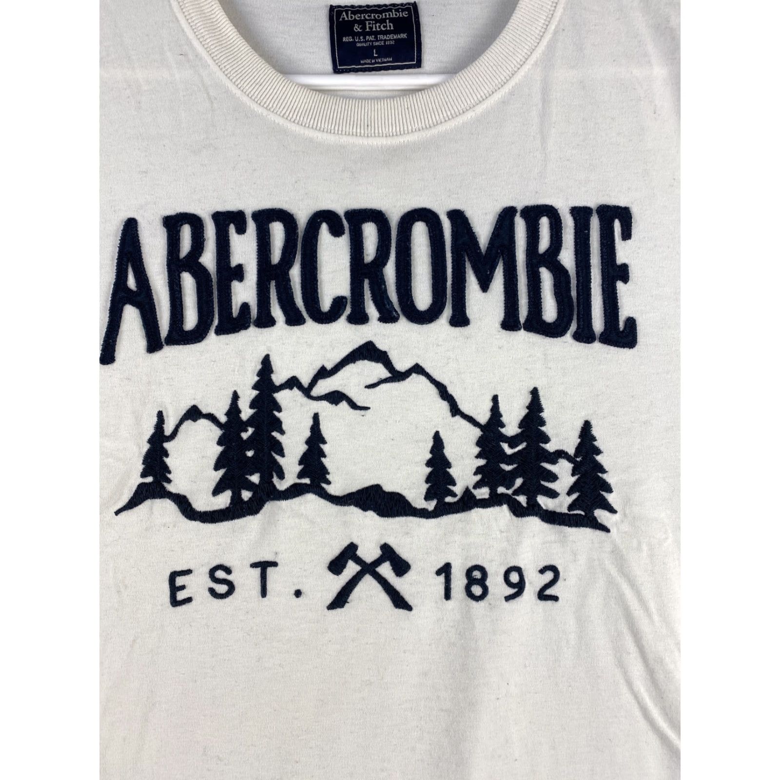 Abercrombie & Fitch Abercrombie & Fitch Men's Long Sleeve Cotton Muscle Shirt Crew Neck L White Casual Fall Winter Size US L / EU 52-54 / 3 - 3 Thumbnail