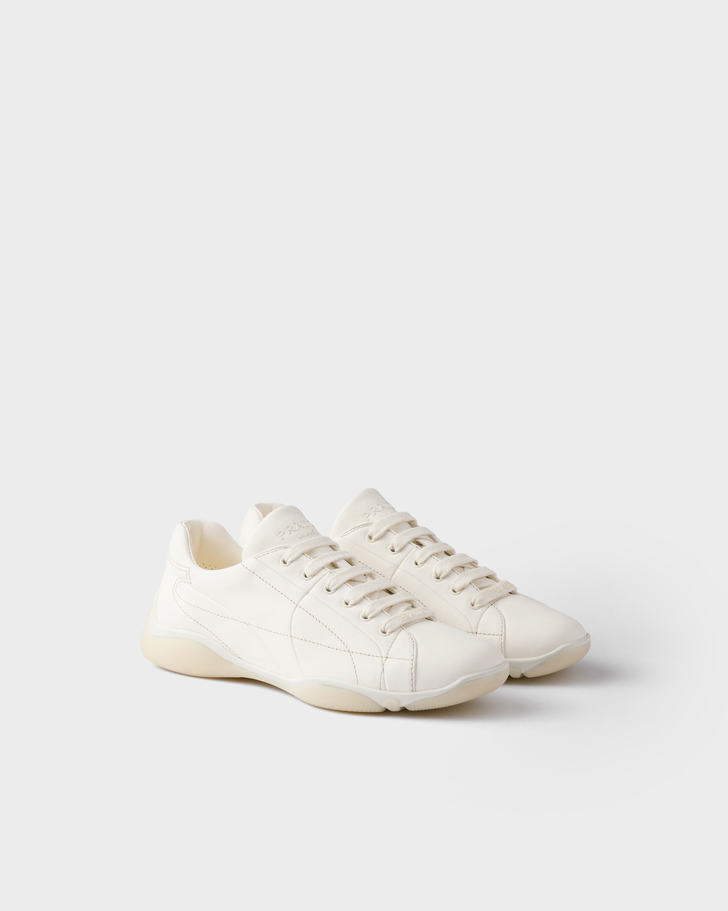 Prada o1bcso1str1025 Nappa Leather Sneakers in Ivory Size US 8 / EU 41 - 1 Thumbnail