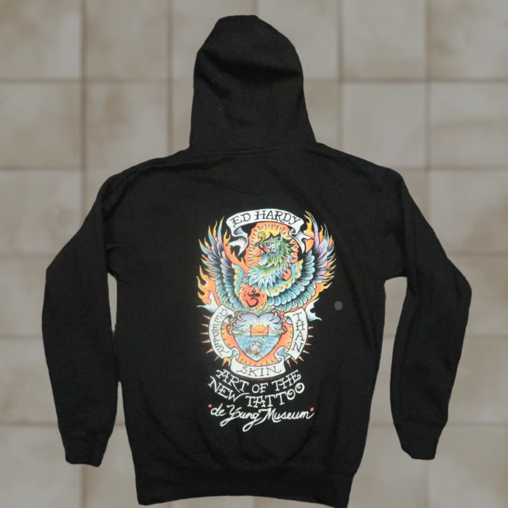 Ed Hardy Hoodie Mens Medium Black Deeper Than Skin De Young Museum Graphic