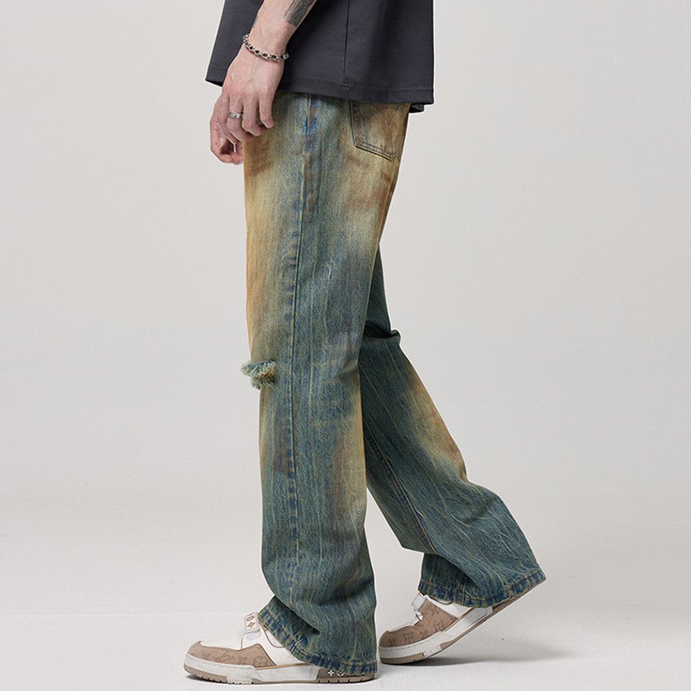 Japanese Brand × Jean Distressed American high street loose straight ripped jeans Size US 32 / EU 48 - 4 Thumbnail