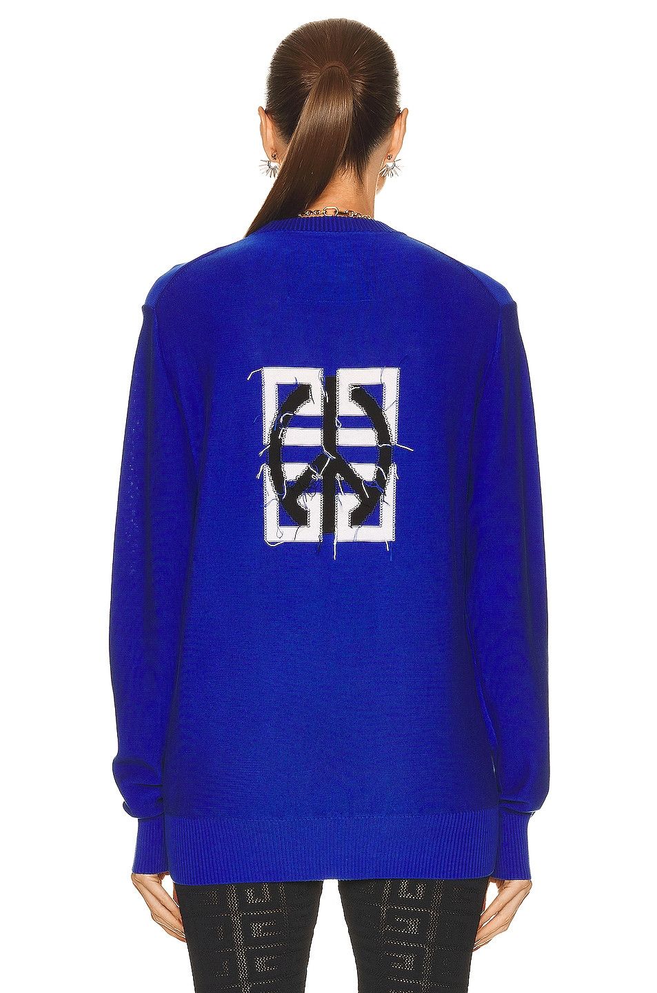 Givenchy o1srvl11e0326 555 / Intarsia-Knit Logo Jumper in Blue Size M / US 6-8 / IT 42-44 - 3 Thumbnail