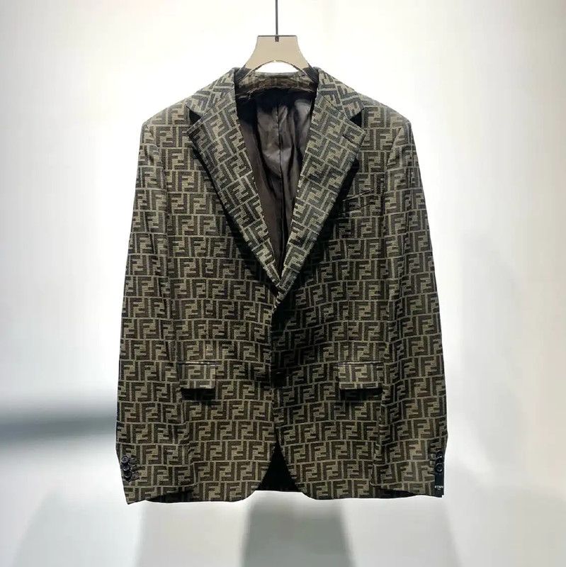 Fendi Fendi Graphic Khaki Cotton Blazer for Men 0089 Size US M / EU 48-50 / 2 - 1 Thumbnail