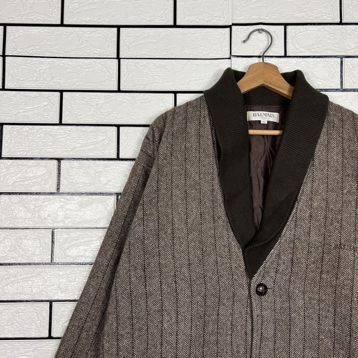 Balmain Vintage BALMAIN Herringbone Pattern Casual Jacket #4057-C184 Size US L / EU 52-54 / 3 - 3 Thumbnail