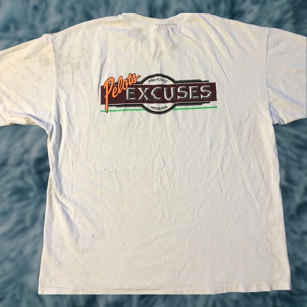 Vintage VINTAGE Pelots Excuses Prescott Arizona Bar Faded Distressed Shirt L White Black? Size US L / EU 52-54 / 3 - 1 Thumbnail