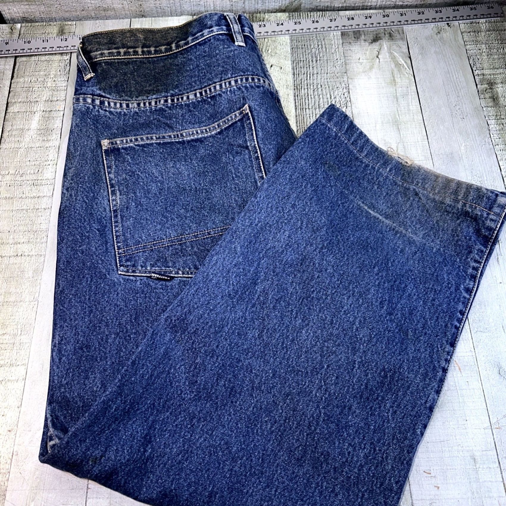 Phat Farm VINTAGE Phat Farm Jeans 38X33 Mens Denim Wide-Leg Baggy 90s Blue Dark Wash Jeans Retro Hip Hop Streetwear Urban Logo Size US 38 / EU 54 - 6 Thumbnail