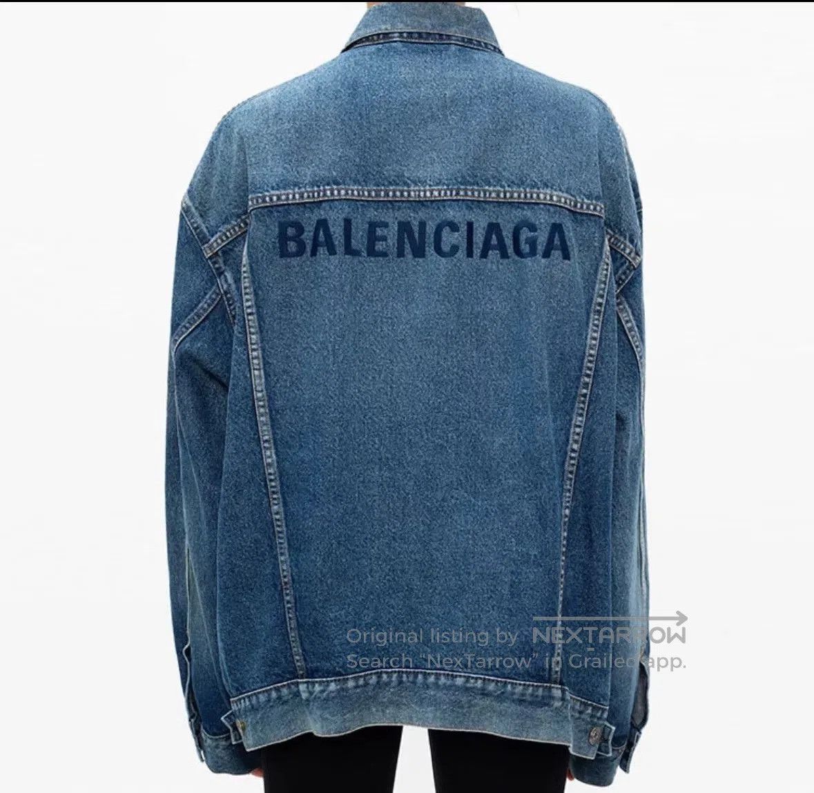 Balenciaga Balenciaga Distressed Embroidered Logo Denim Jacket. Size XXS / US 00 / IT 34 - 2 Thumbnail