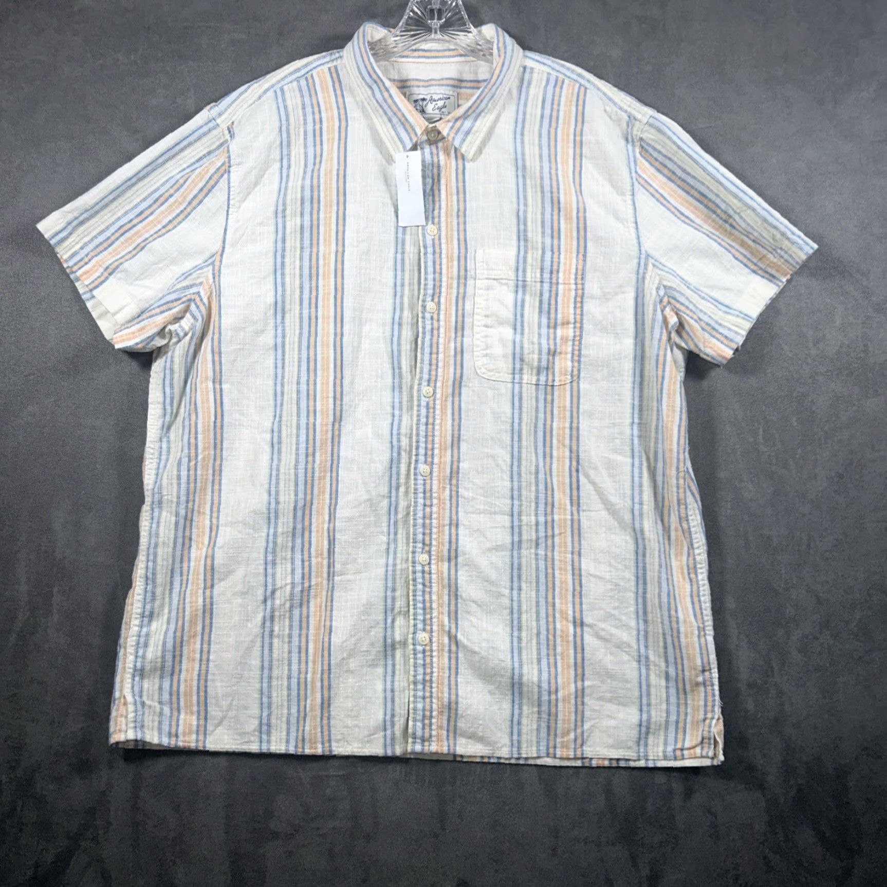 American Eagle Outfitters American Eagle Outfitters Button-Up Shirt Pocket Vertical Striped XXL Men Regular Size US XXL / EU 58 / 5 - 2 Thumbnail