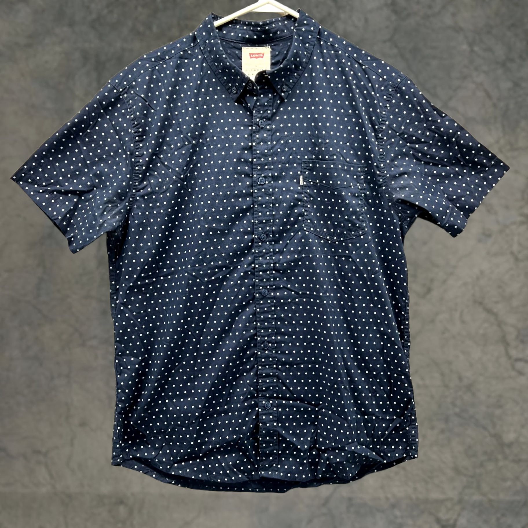 Levi's VINTAGE Levi's Shirt Mens Large Blue Button Down Polka Dots Preppy Short Sleeve Strauss Size US L / EU 52-54 / 3 - 1 Thumbnail