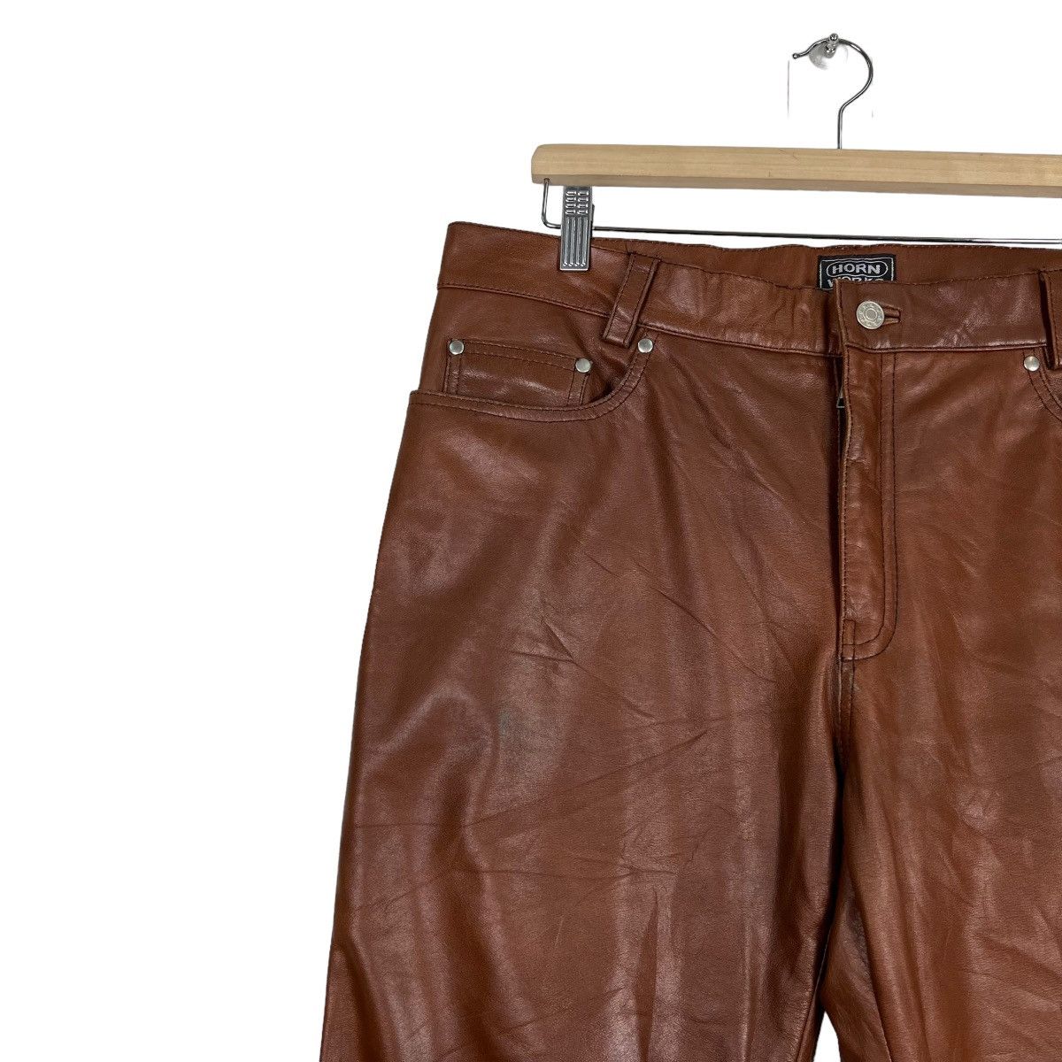 Issey Miyake 🔥 ISSEY MIYAKE HORN WORK LEATHER TROUSER PANTS Size US 36 / EU 52 - 7 Thumbnail