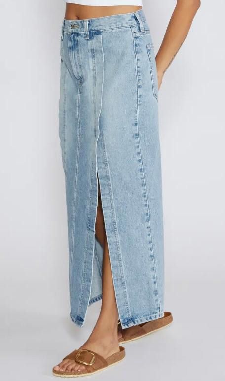 Other NWT Etica Denim Maxi Skirt Sz 27 Light Wash Side Slit Size 28" / US 6 / IT 42 - 2 Thumbnail