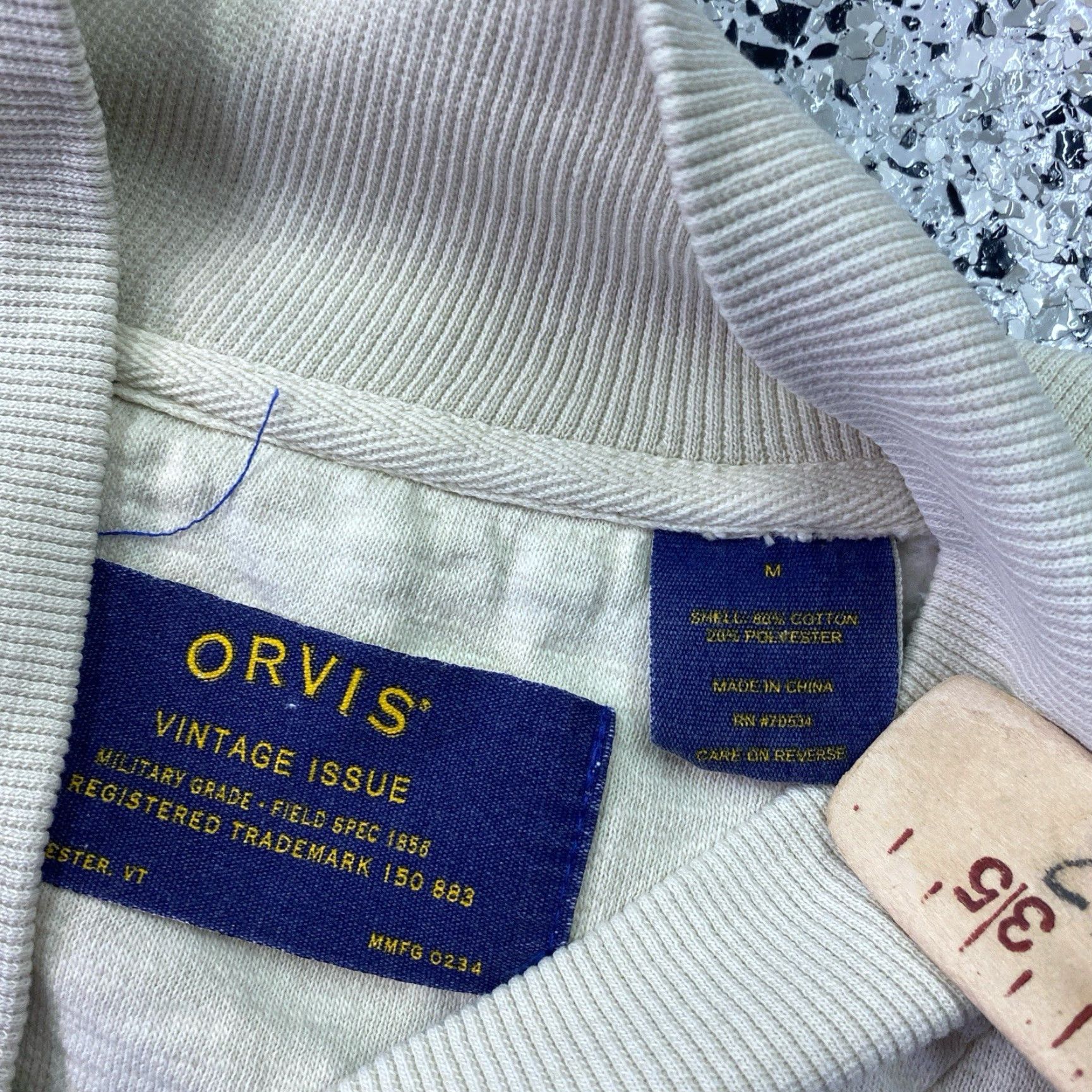 Orvis VINTAGE Orvis Sweatshirt Jacket Mens Medium Beige Full Zip Wool Knit Heavyweight Pockets Regular Classic Outdoor USA Fall Winter Spring Size US M / EU 48-50 / 2 - 2 Thumbnail