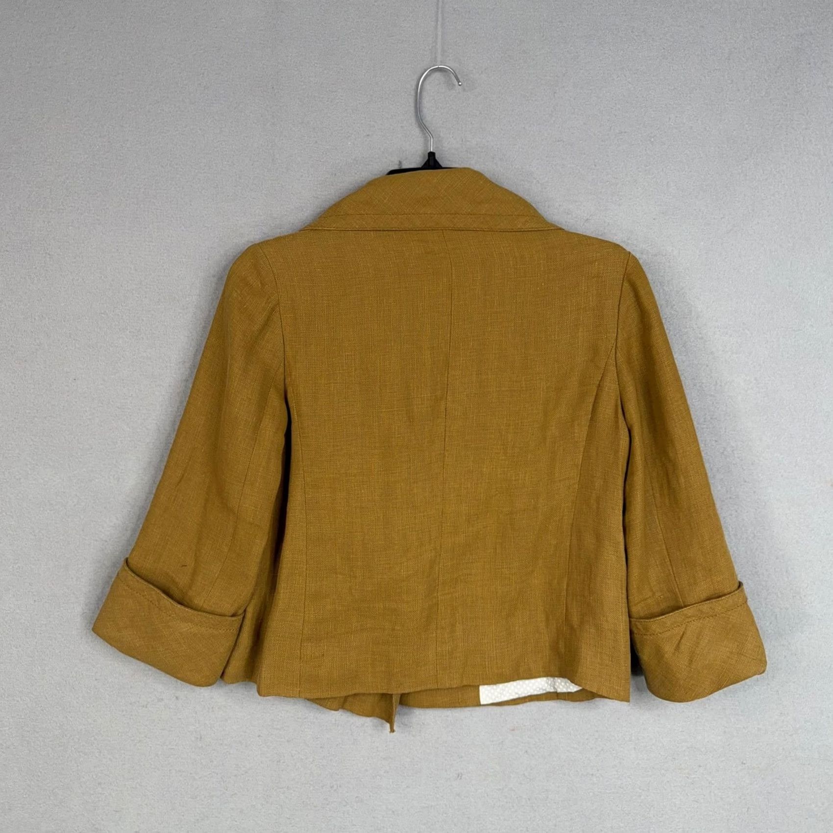 J.Crew J.Crew Jacket Womens 4 Yellow Linen Cropped Double Breasted Pea Coat Blazer Size S / US 4 / IT 40 - 7 Thumbnail