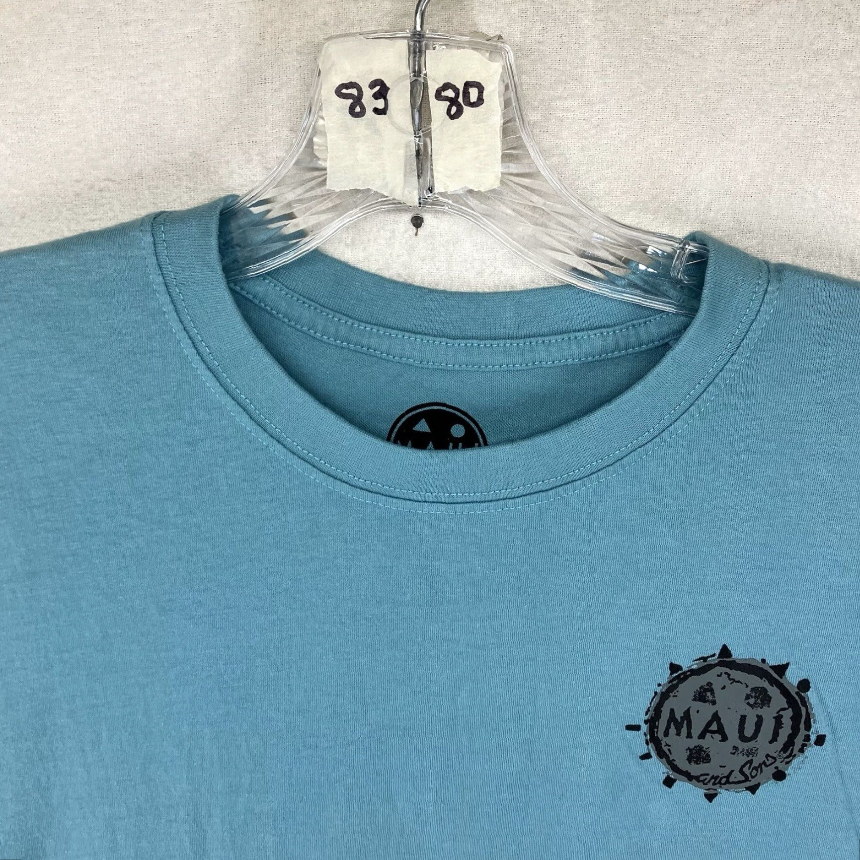 AQUA Maui and Sons Logo Graphic T-shirt Men Medium Short Sleeve Blue Color Retro 80s 90s Cotton Polyester Breathable Crew Neck Size US M / EU 48-50 / 2 - 5 Thumbnail