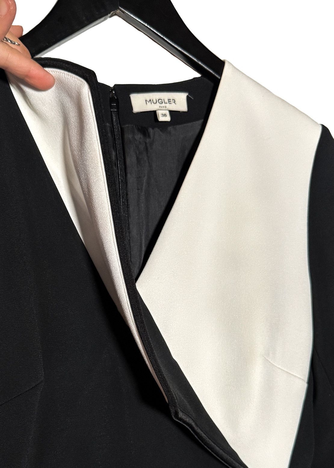 Mugler Mugler Bonded Black White Colourblock Crepe Mini Dress Size XS / US 0-2 / IT 36-38 - 4 Thumbnail
