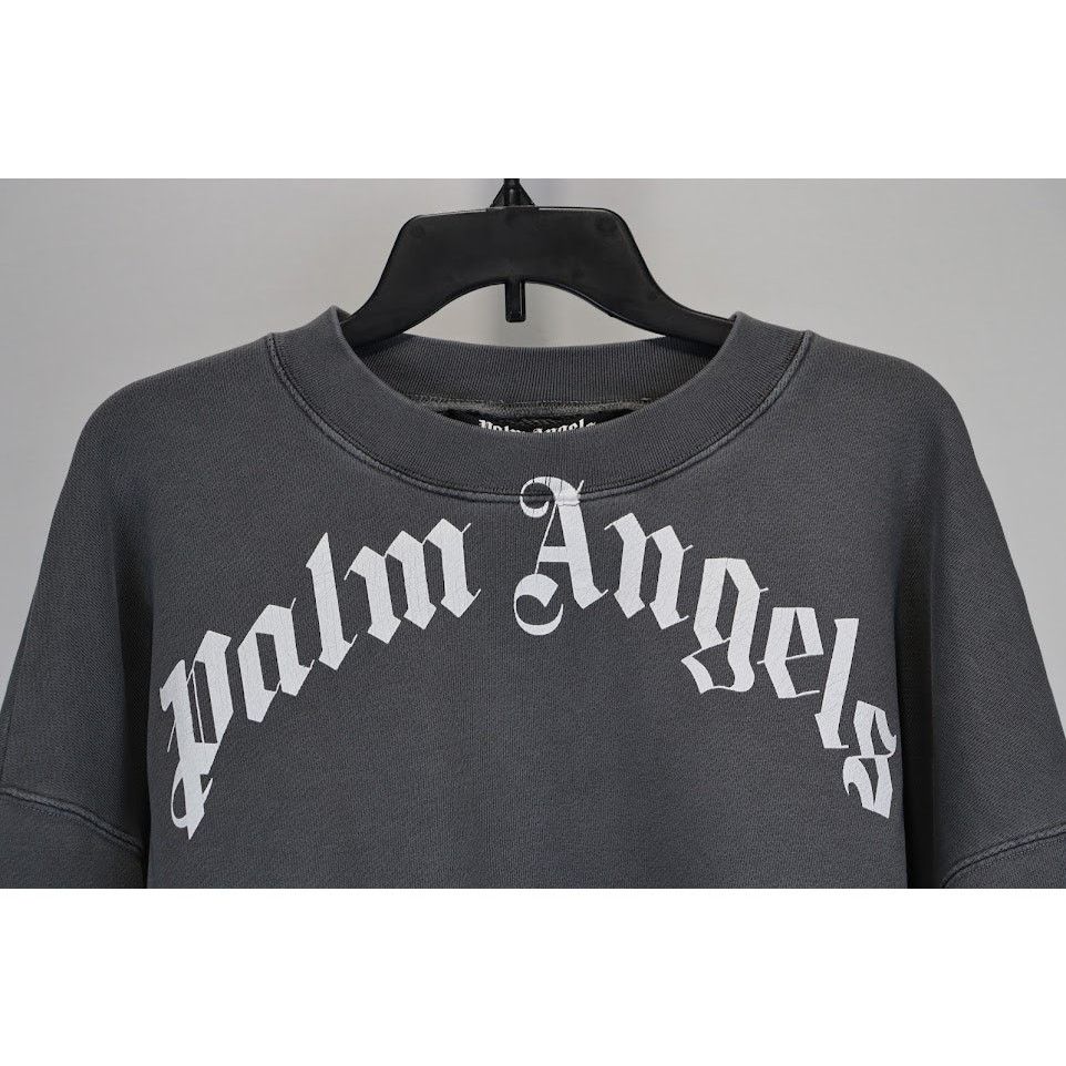 Palm Angels o1rshd1 Q:2 / GD Curved Logo Crew Crewneck in Black/White Size US L / EU 52-54 / 3 - 2 Thumbnail