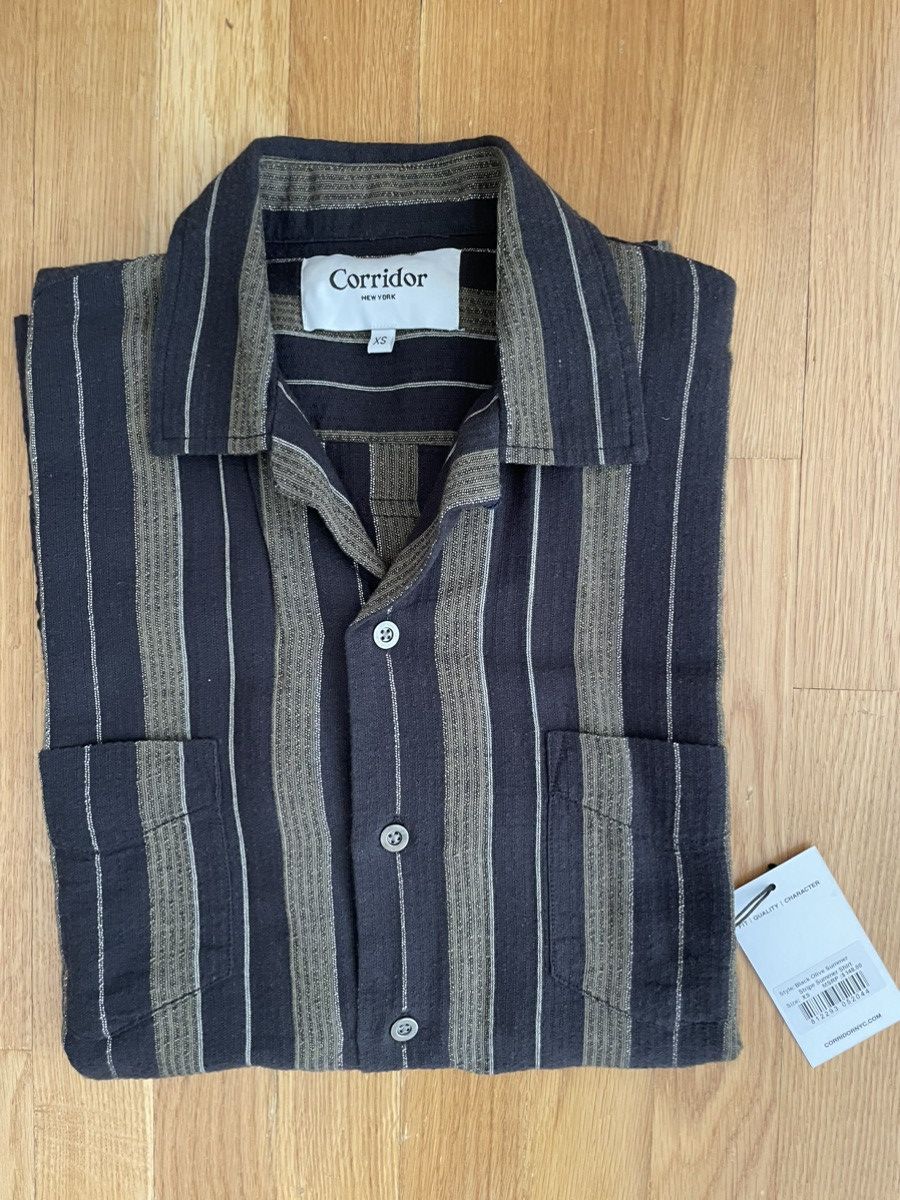 Corridor Corridor Black Olive Stripe Summer Shirt short sleeve Size US XS / EU 42 / 0 - 5 Thumbnail