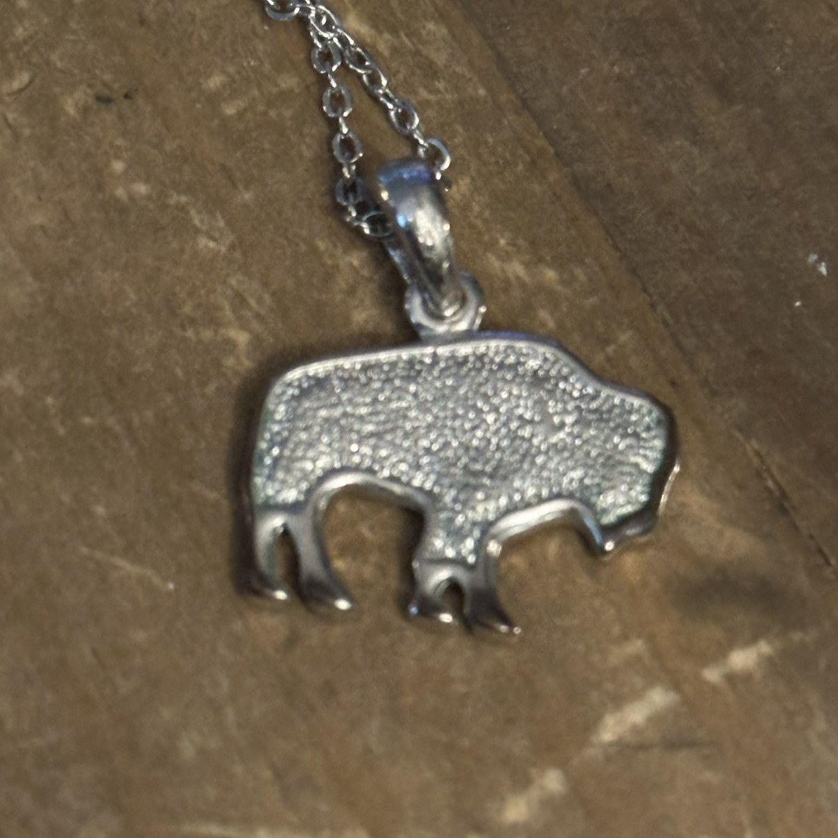 Other Silver tone abalone Buffalo pendant necklace Size ONE SIZE - 4 Thumbnail