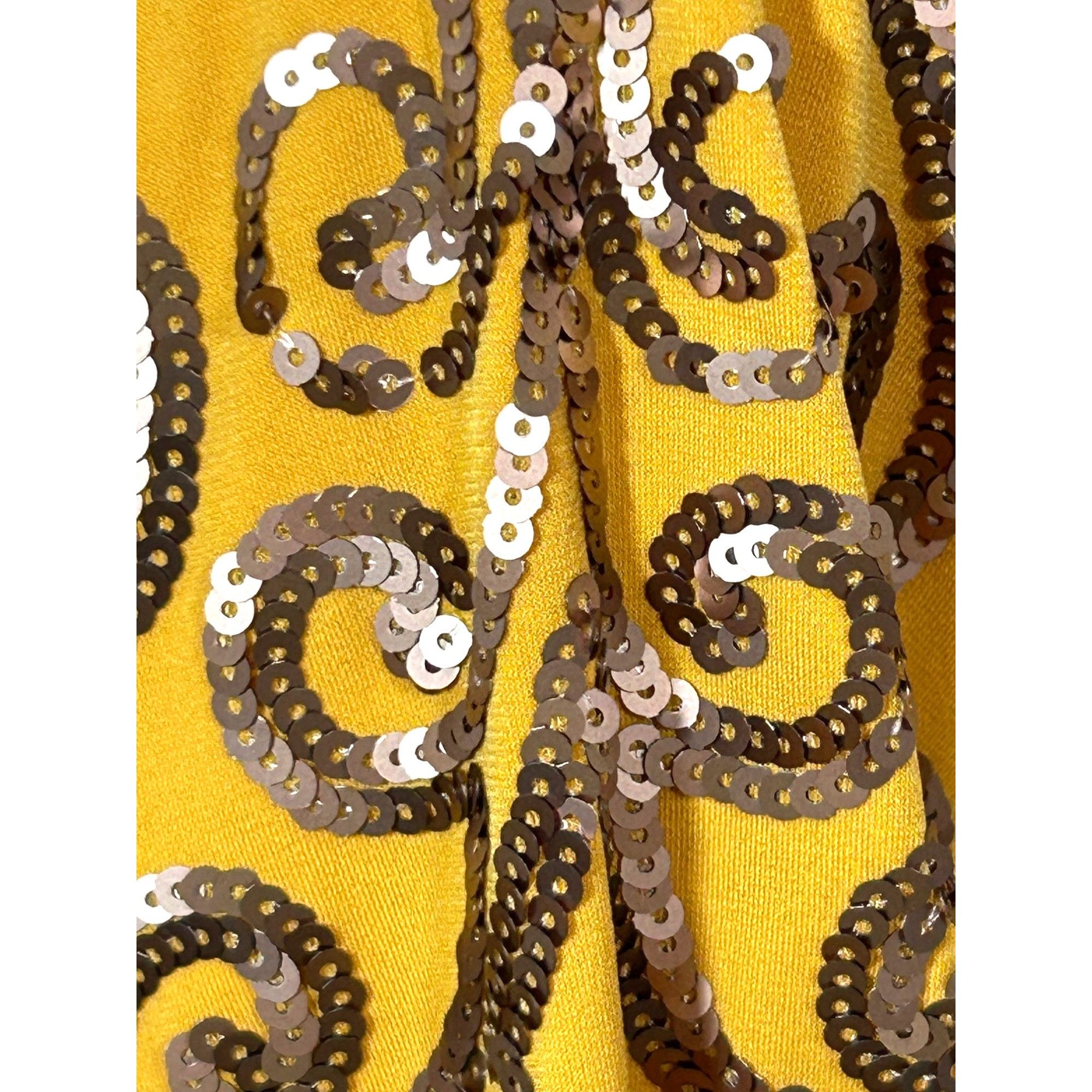 Other Susan Graver Tunic Top Yellow XL Sequined Shoulders Round Ne Size XL / US 12-14 / IT 48-50 - 6 Thumbnail