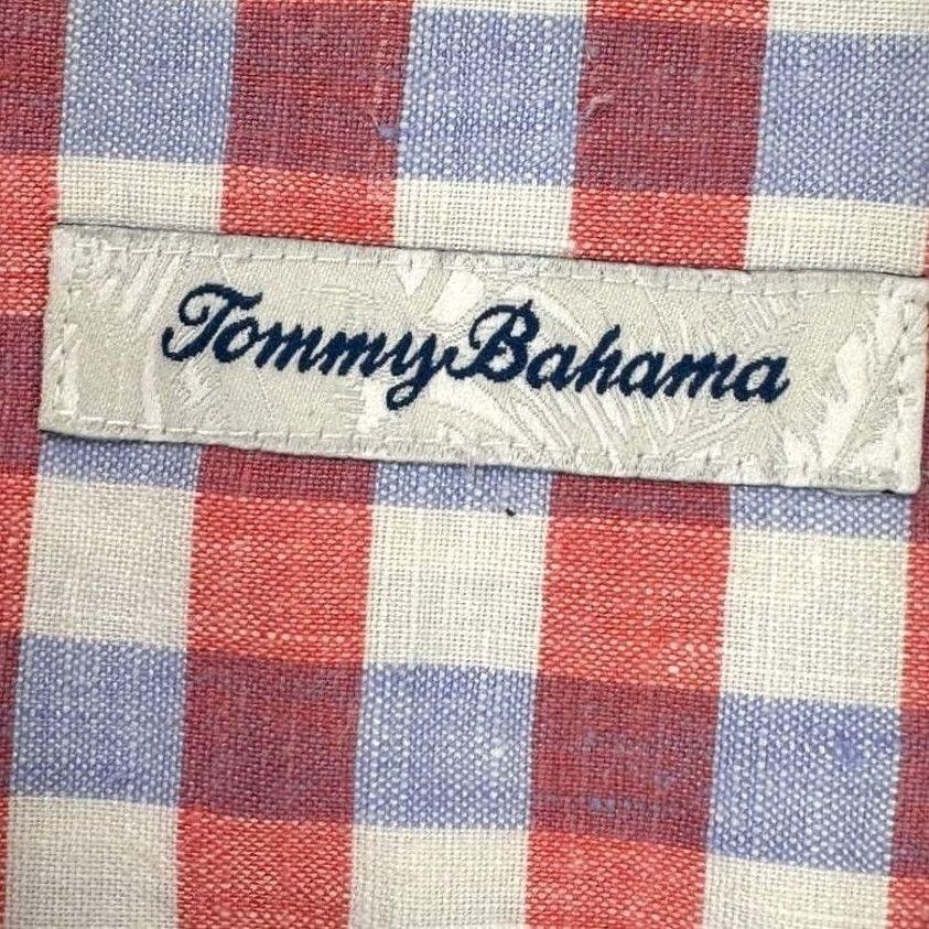 Tommy Bahama VINTAGE Tommy Bahama Shirt Mens Large Red Blue Plaid Linen Blend Button Up Pocket Shirt Size US L / EU 52-54 / 3 - 2 Thumbnail