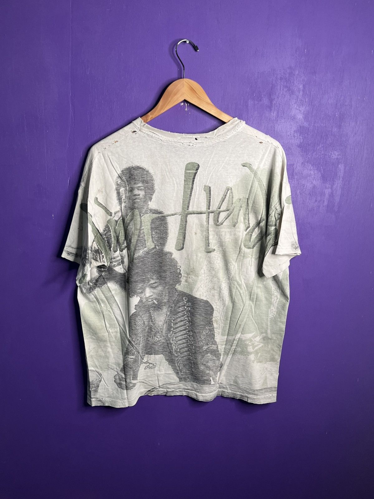 Band Tees × Vintage Vintage 90s Jimi Hendrix smoking AOP t-shirt Size US XL / EU 56 / 4 - 2 Thumbnail