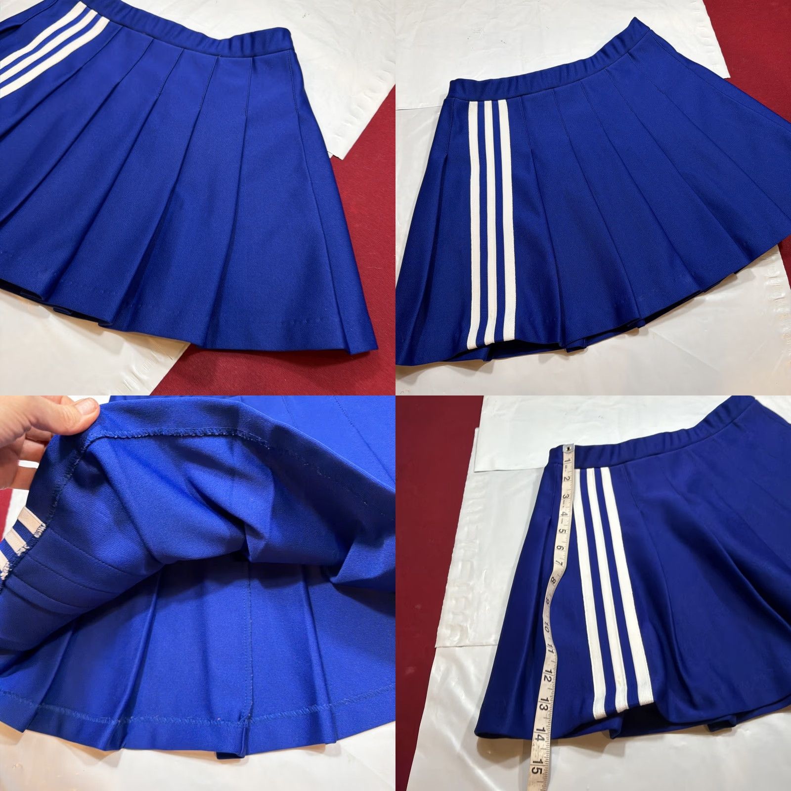 Vintage VARSITY BLUE Pleated CHEER SKIRT white Stripes Schoolgirl Cheerleading Uniform M Size 32" / US 10 / IT 46 - 8 Thumbnail