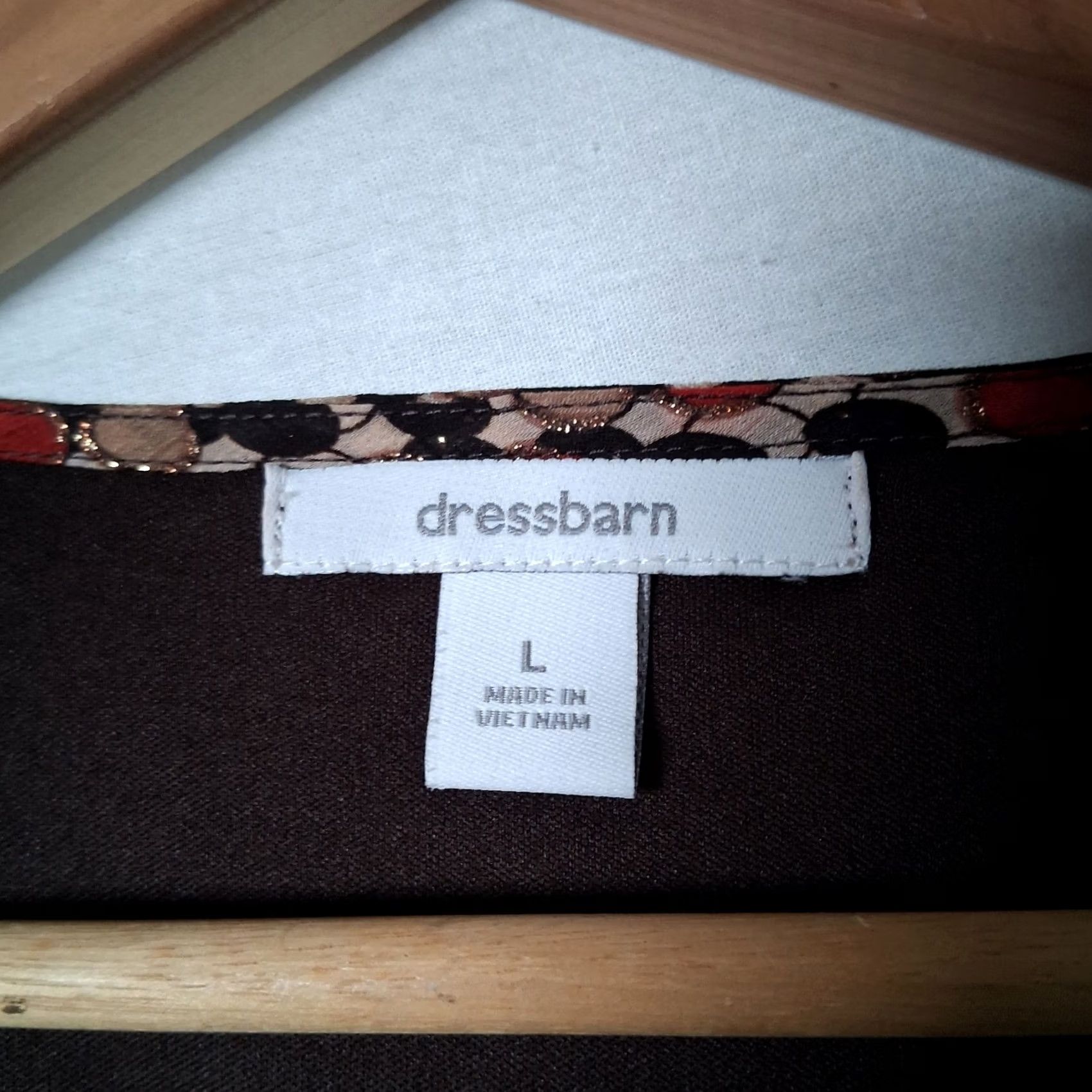 Vintage Dressbarn Blouse Large Brown Tan Rust Gold Metallic Sheer Long Slv Y2K 2000s Size L / US 10 / IT 46 - 3 Thumbnail