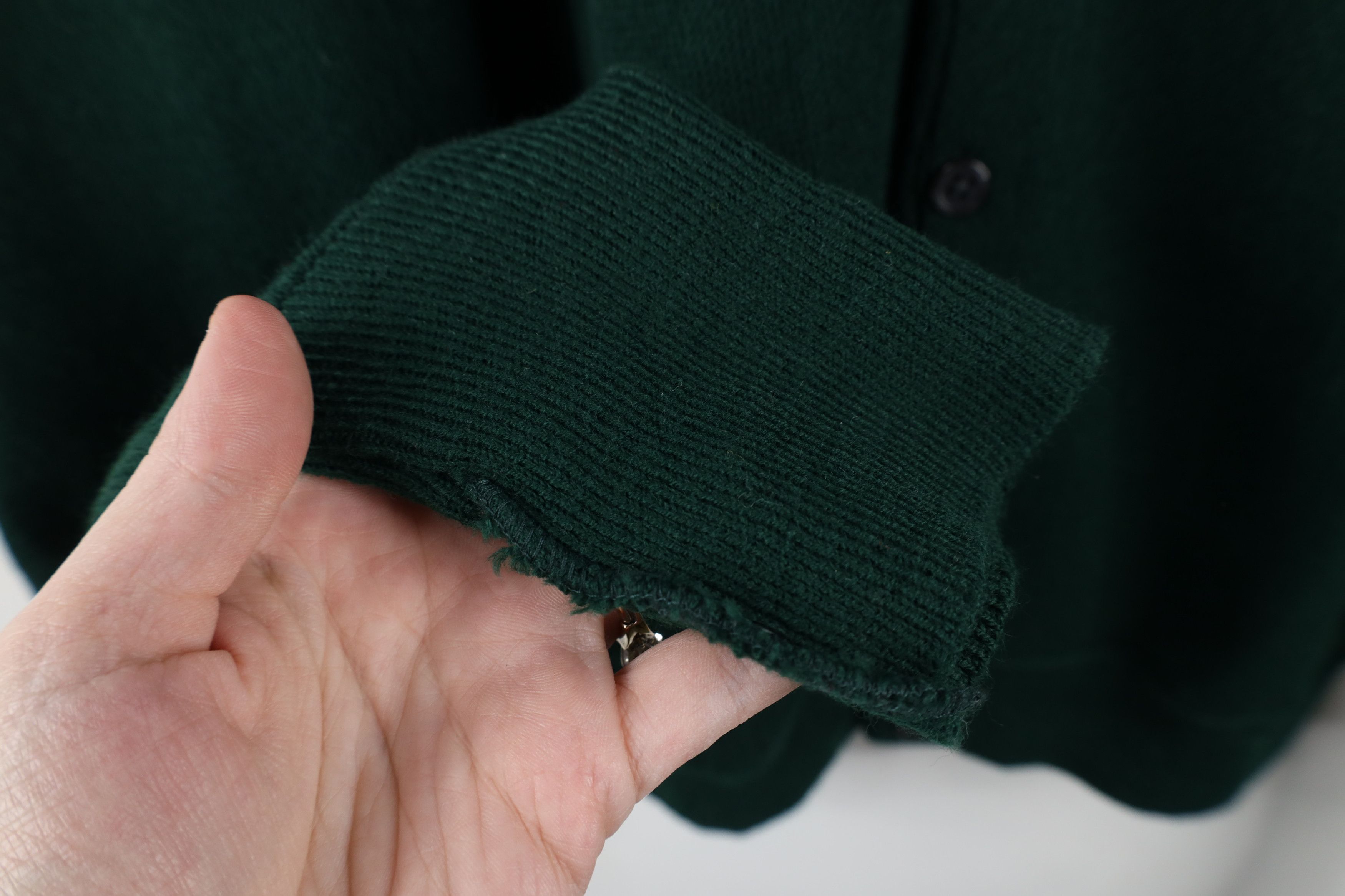 Izod × Vintage Vintage 90s Izod Knit Cardigan Sweater Hunter Green Acrylic Size US L / EU 52-54 / 3 - 7 Thumbnail