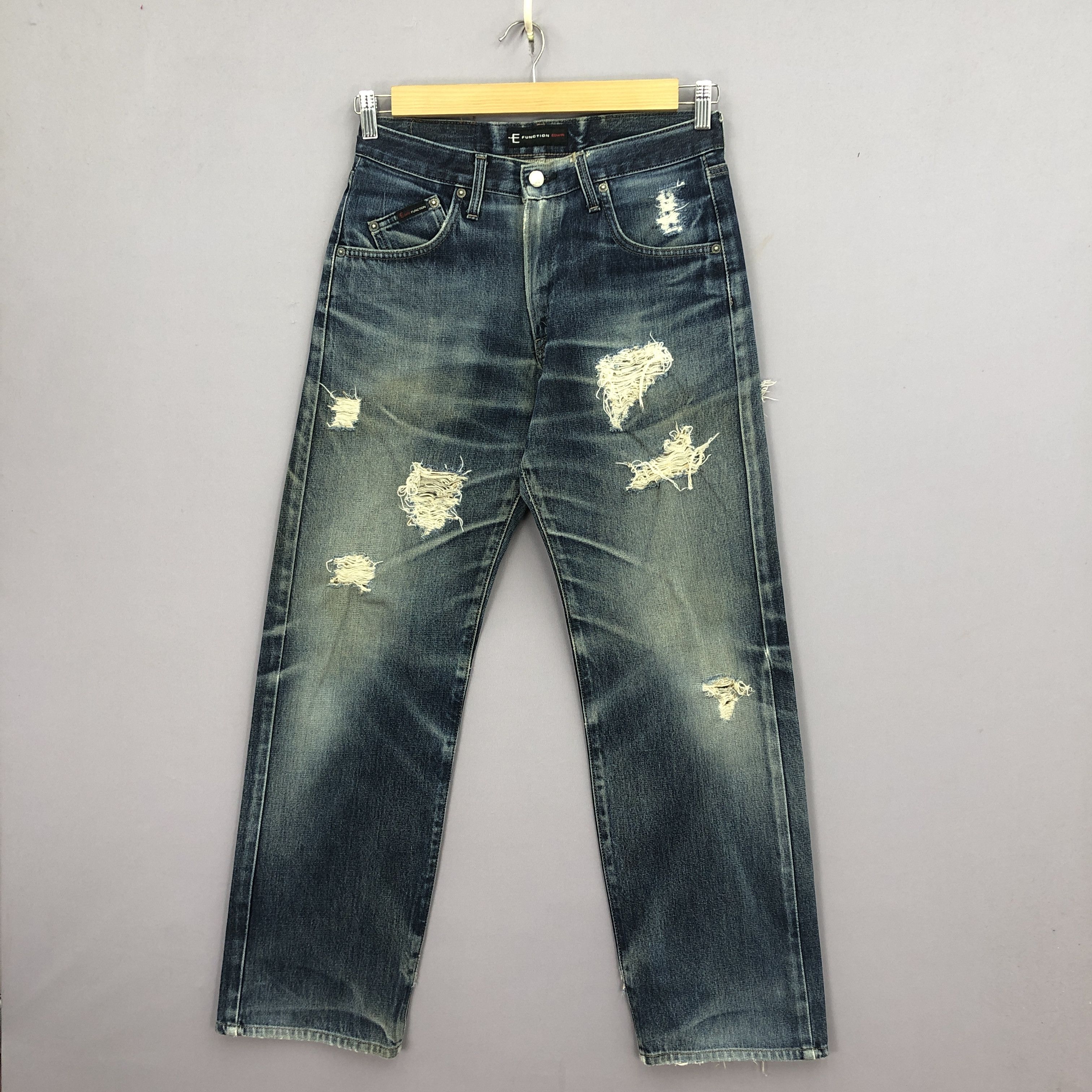 Japanese Brand Vintage 90s Edwin E Function Jeans Distressed Denim GF30270 Size 28" / US 6 / IT 42 - 1 Thumbnail