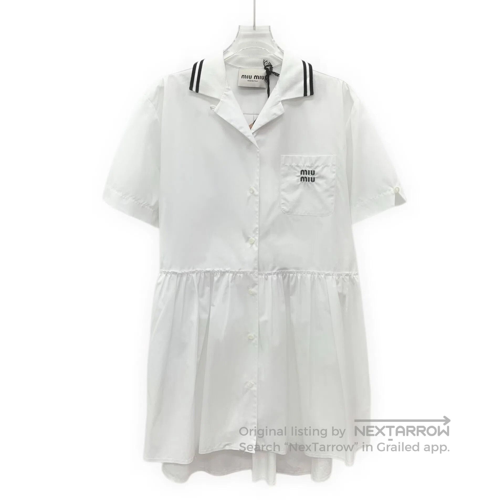 Miu Miu Miu Miu White logo letter embroidery cotton lapel single-b Size XS / US 0-2 / IT 36-38 - 1 Thumbnail