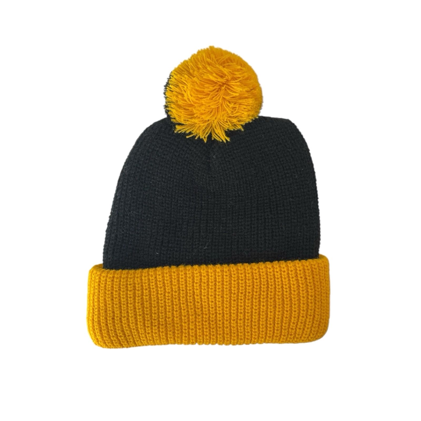 Vintage VINTAGE Dulles Cincinnati School Pom Beanie Winter Hat OSFA Black/Gold 80s NWOT Deadstock Unbranded Mens Beanie Size ONE SIZE - 3 Thumbnail