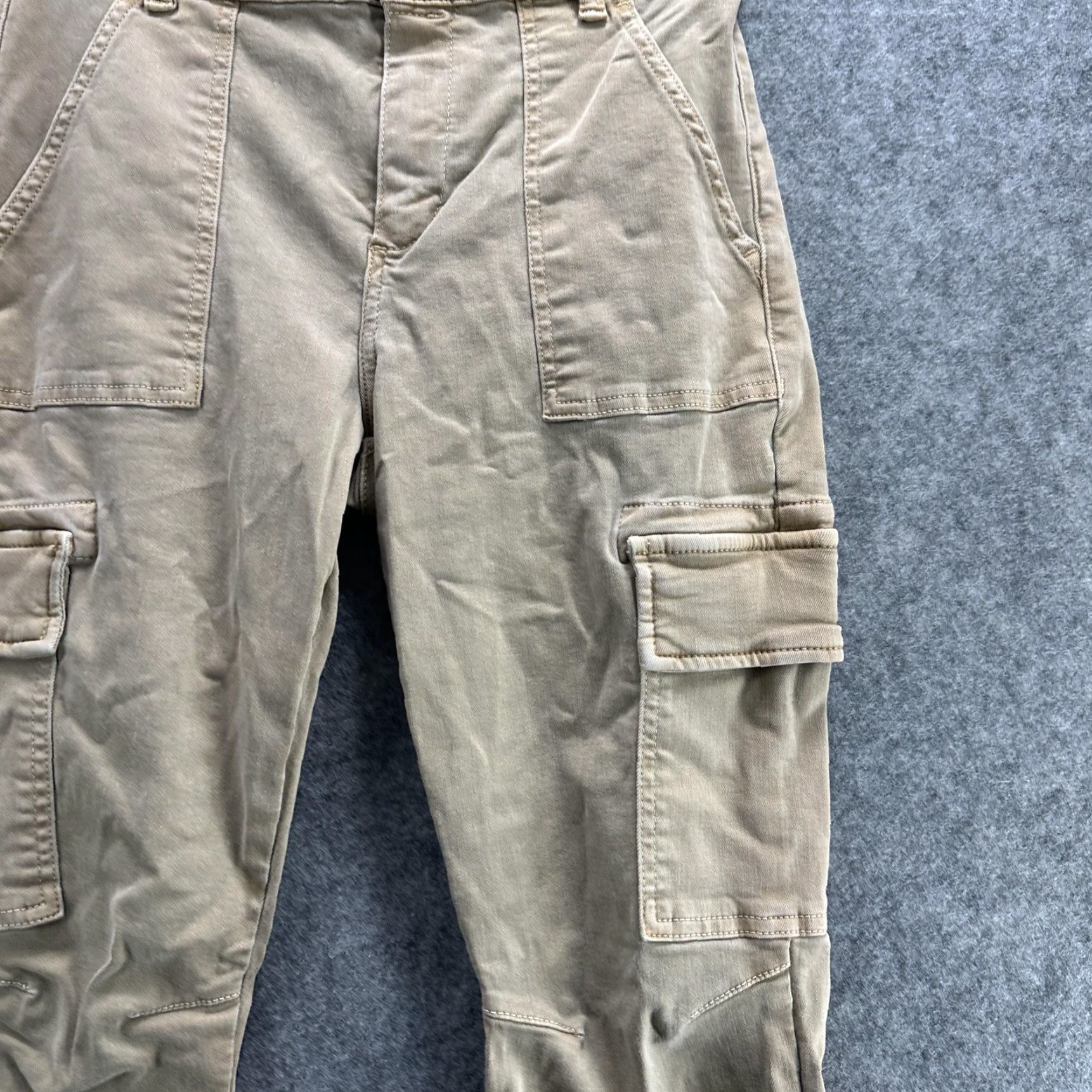 Allsaints AllSaints Duran Skinny Cargo Pants Womens 27 Beige Khaki Stretch Utility Pockets Zip Button Twill Cotton Polyester Spandex Casual Size 27" / US 4 / IT 40 - 5 Thumbnail
