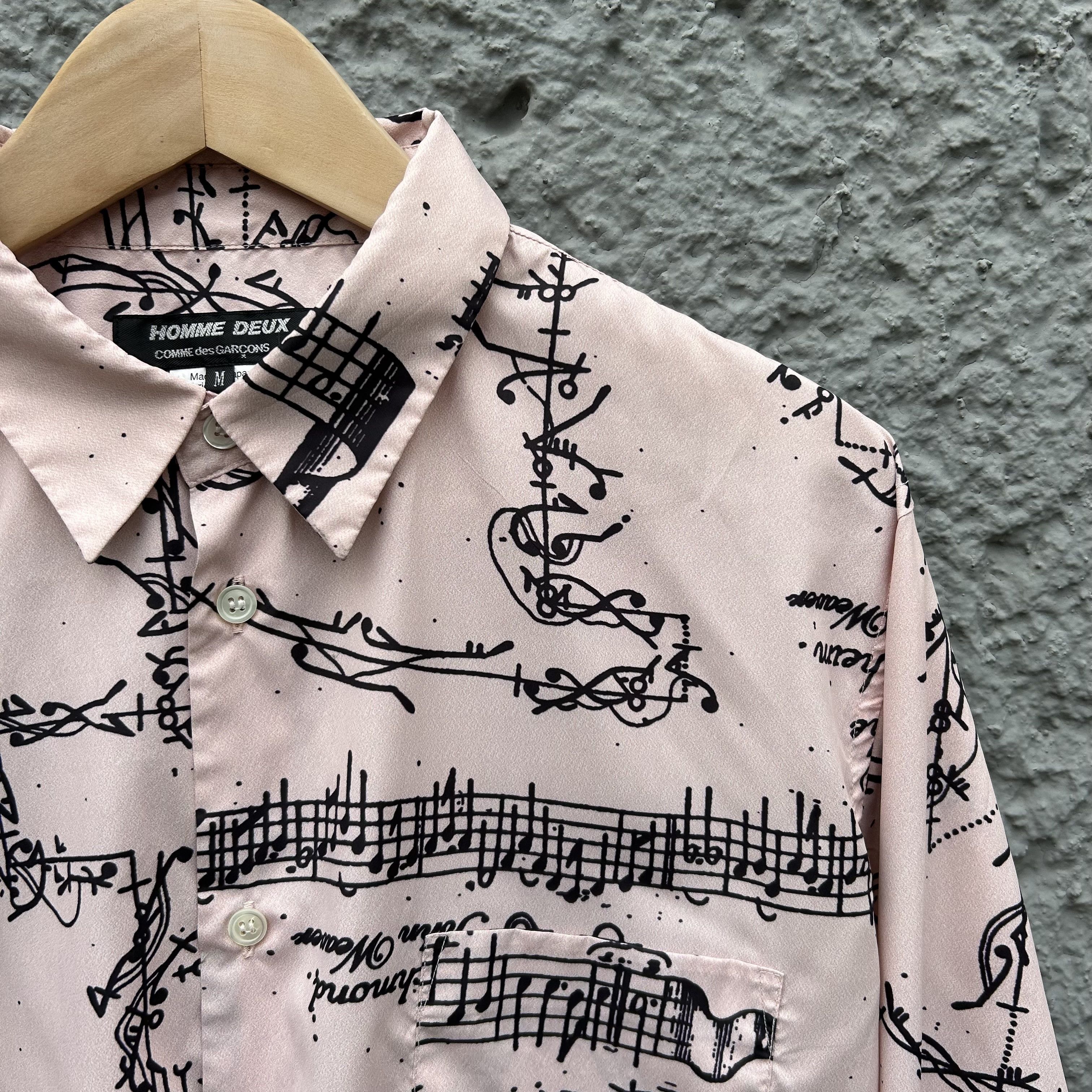 Comme des Garcons CDG Homme Deux Light Pink Musical Notes Shirt Button Up Size US M / EU 48-50 / 2 - 3 Thumbnail