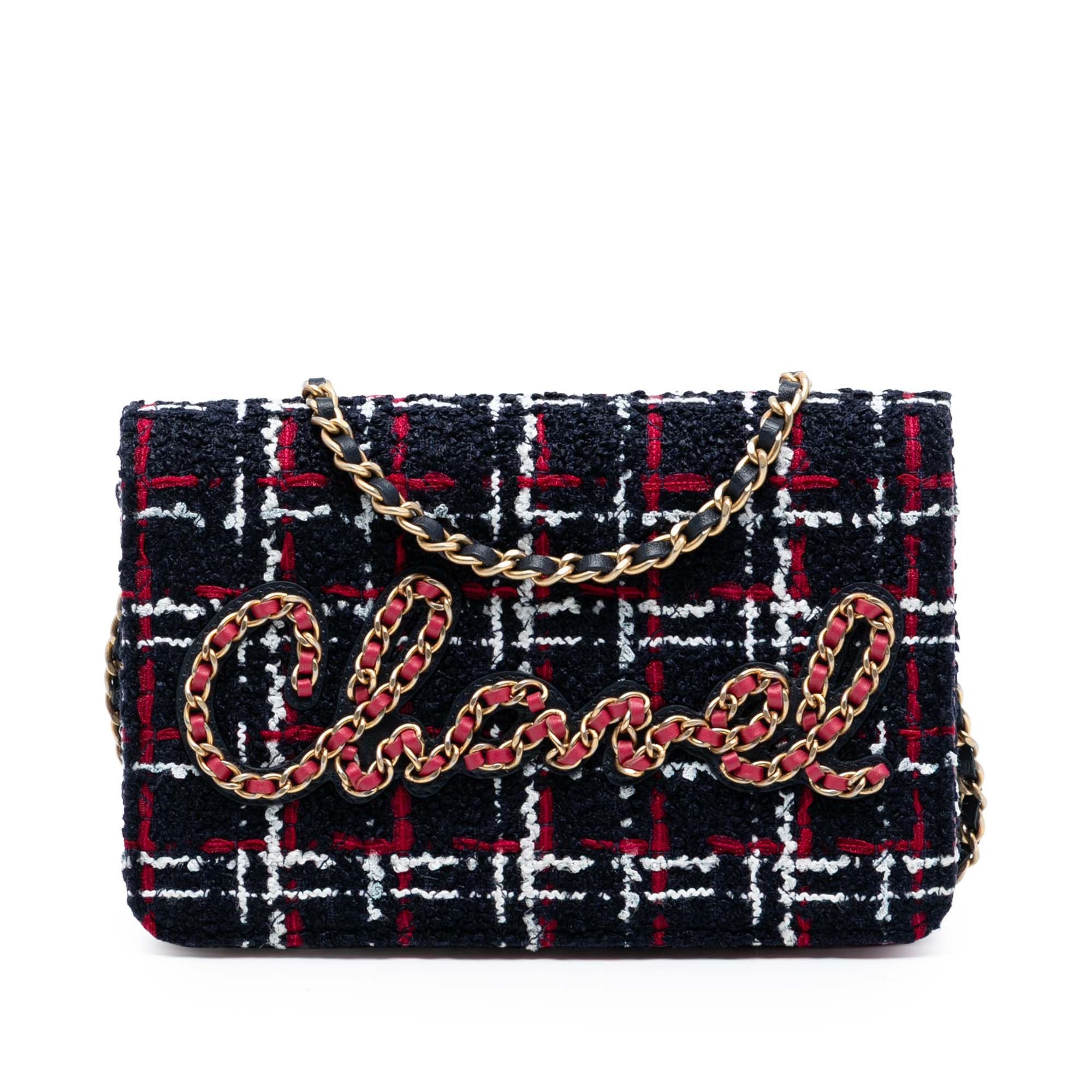 Chanel Chanel Tweed Written in Chain Logo Wallet on Chain Size ONE SIZE - 1 Thumbnail